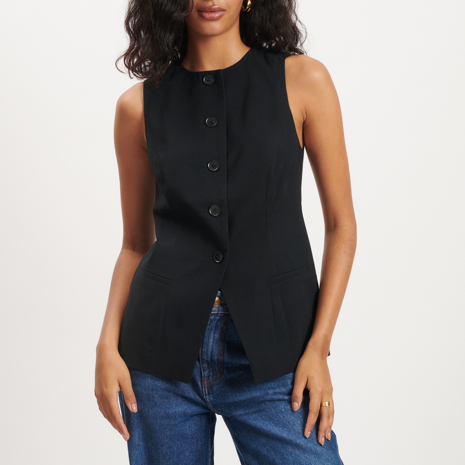 Nobody's Child Cotton-Blend Crepe Longline Waistcoat - UK 14