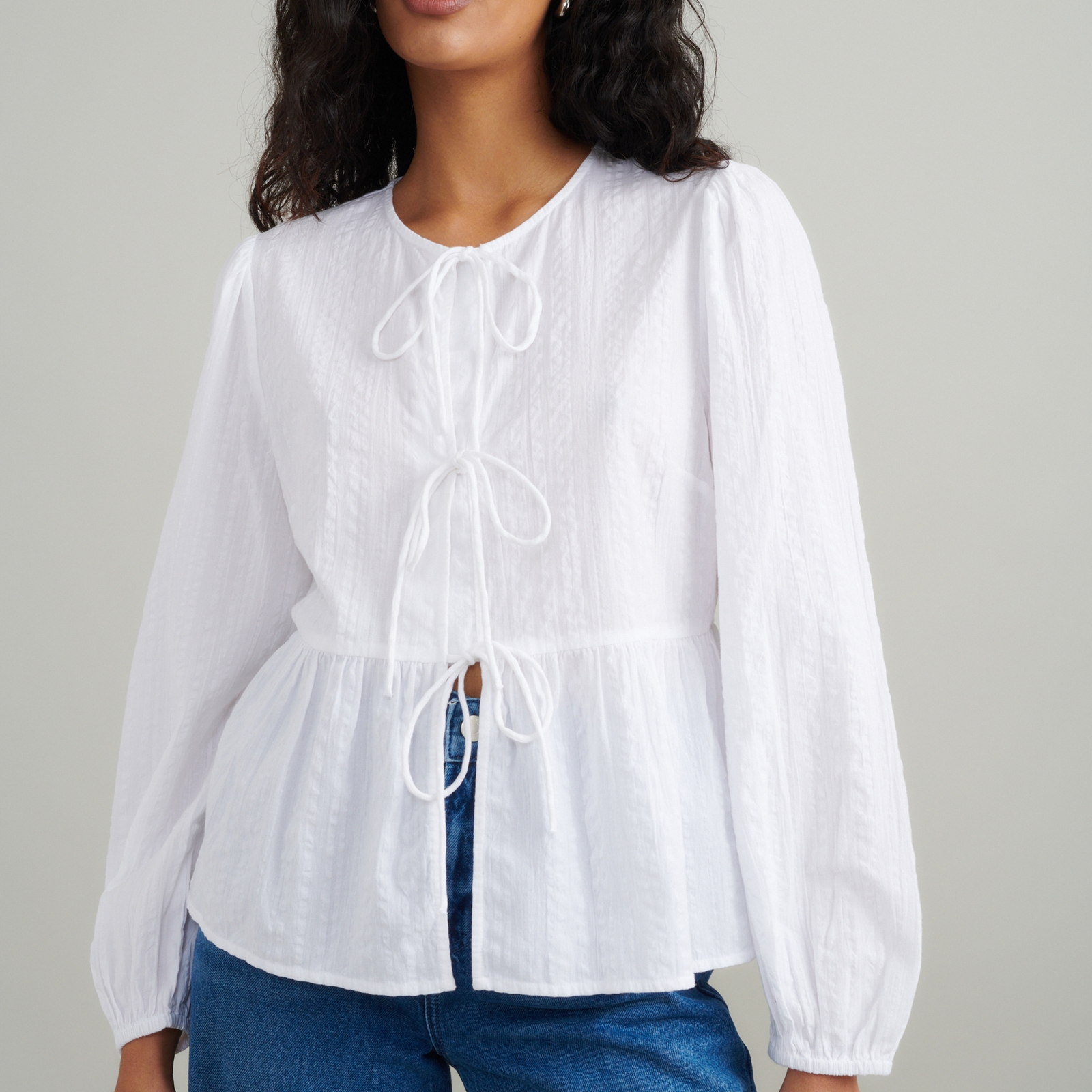 Nobody's Child Bernice Cotton-Cloqué Blouse - UK 10
