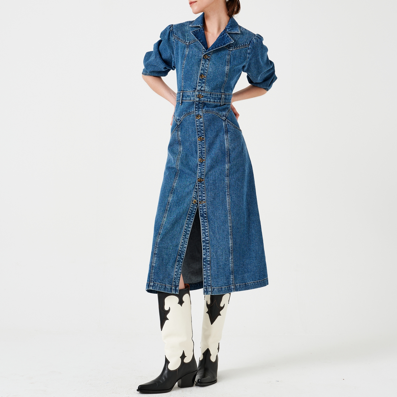 Seventy + Mochi Mia Midi Denim Dress - L
