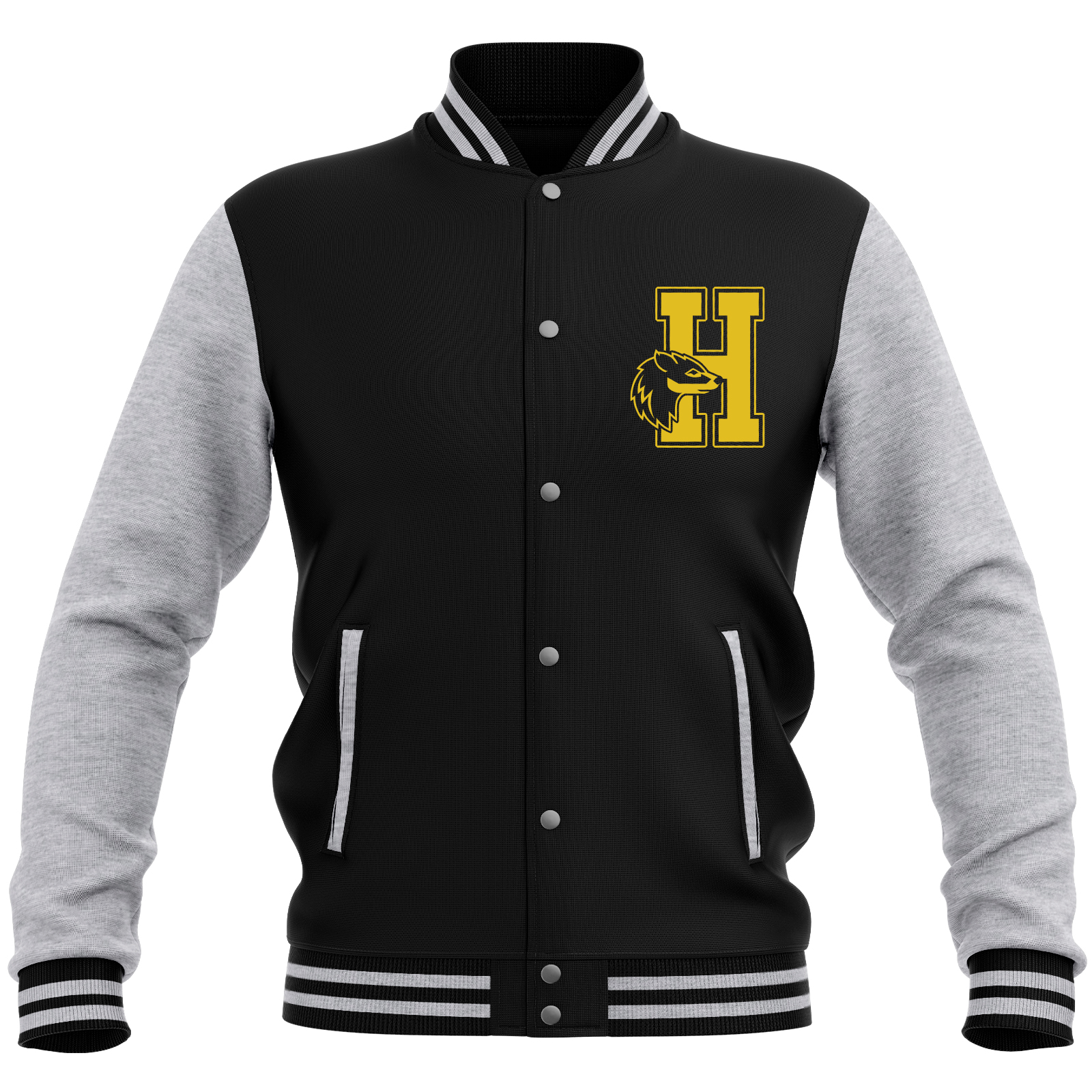 Harry Potter Hufflepuff Varsity Jacket - Black/Grey - M