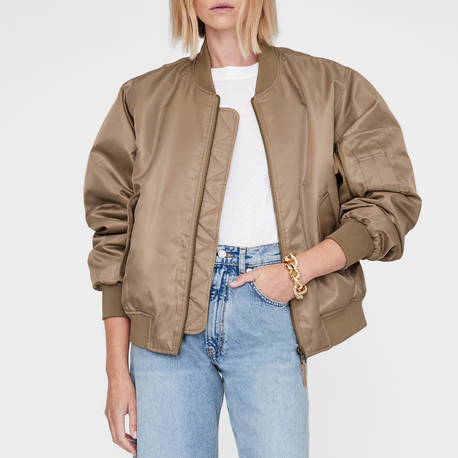 Anine Bing Leon Shell Bomber Jacket - L