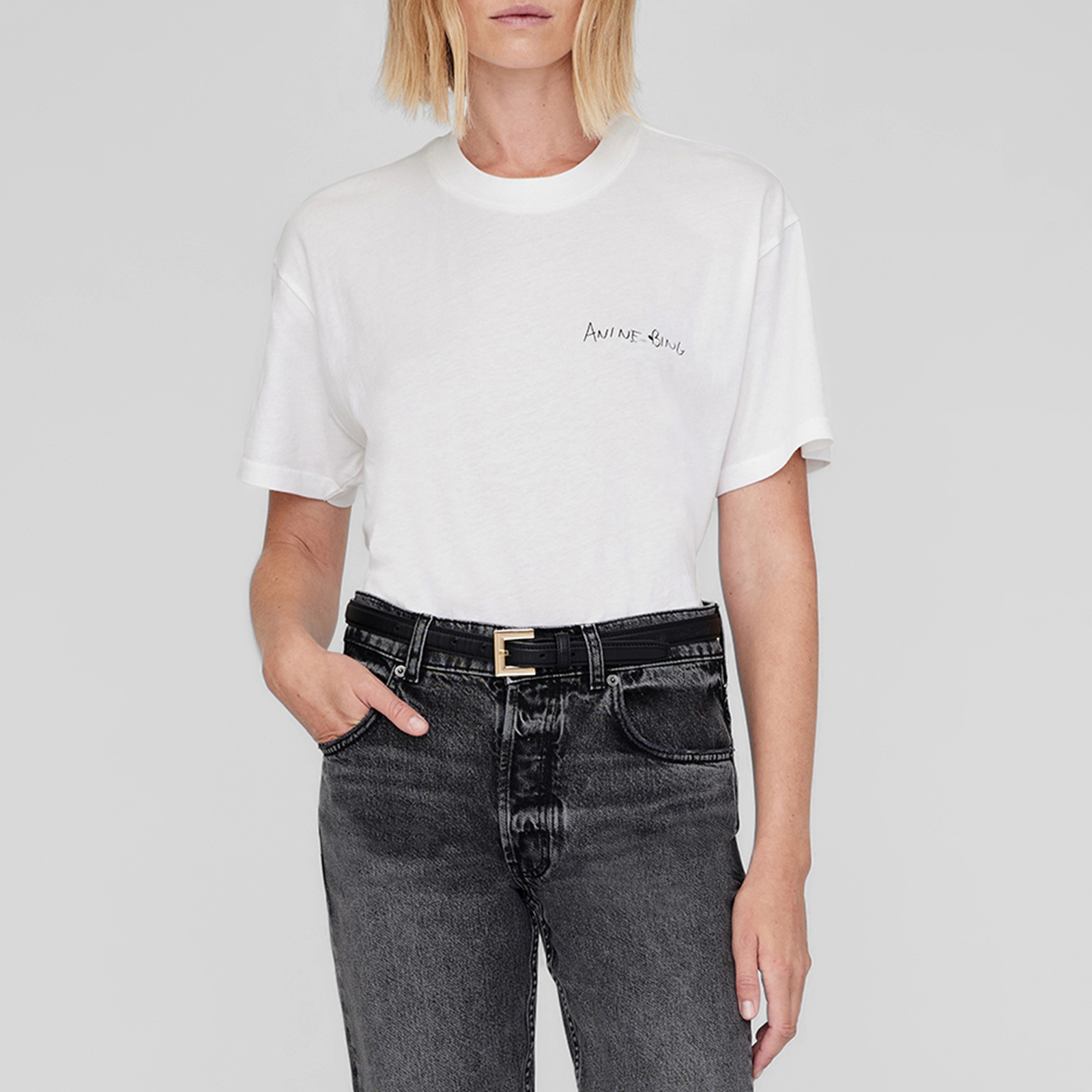 Anine Bing Walker Lyrics Cotton-Jersey T-Shirt