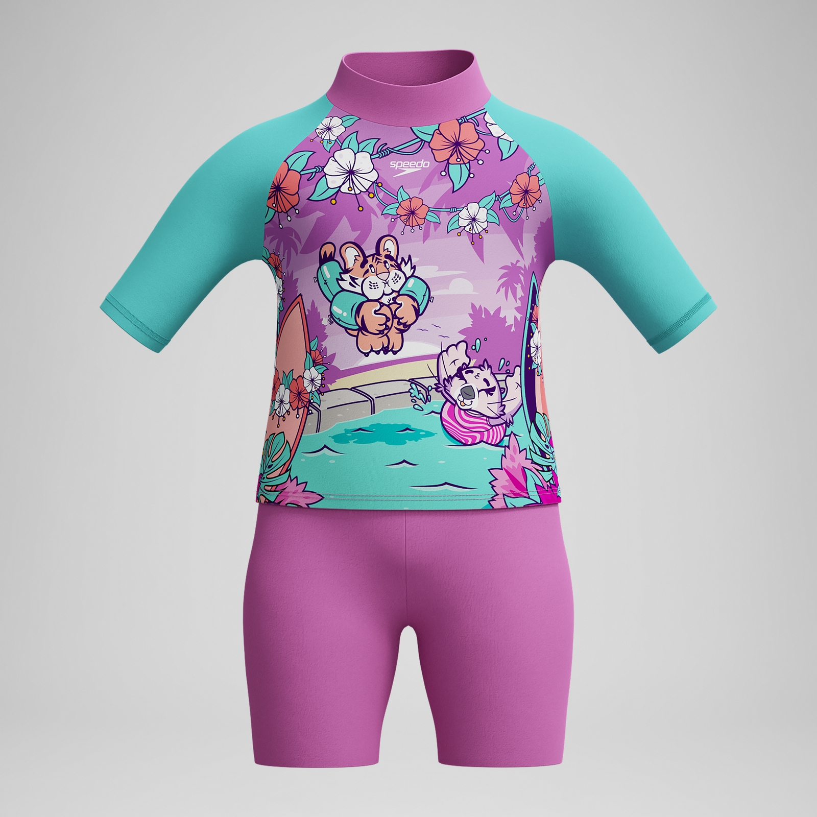 Infant Girls' Learn to Swim Sun Protection Top & Short Pink