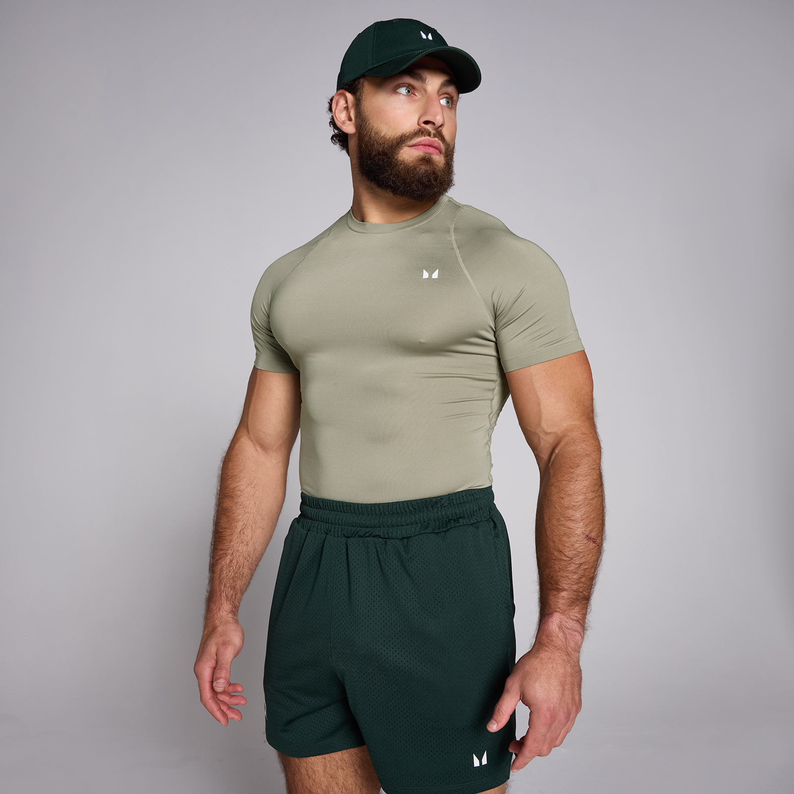 T-shirt sportiva aderente a maniche corte MP da uomo  - Salvia scuro - XL