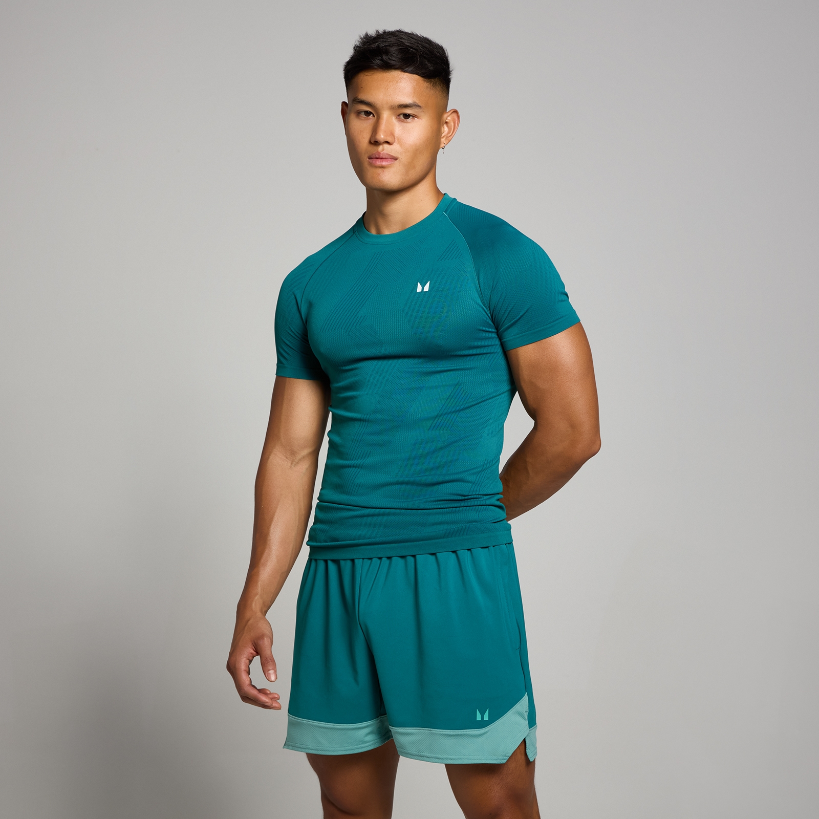 Myprotein UK MyProtein MP Men's Tempo Pillar Graphic Seamless Top - Aqua Teal  - XXL