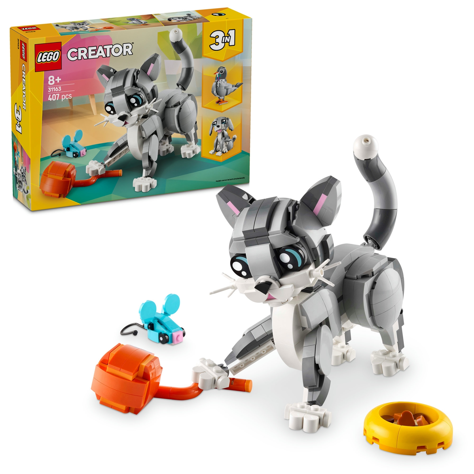 LEGO Creator 3in1 Playful Cat Figure, Toy Animal Set 31163