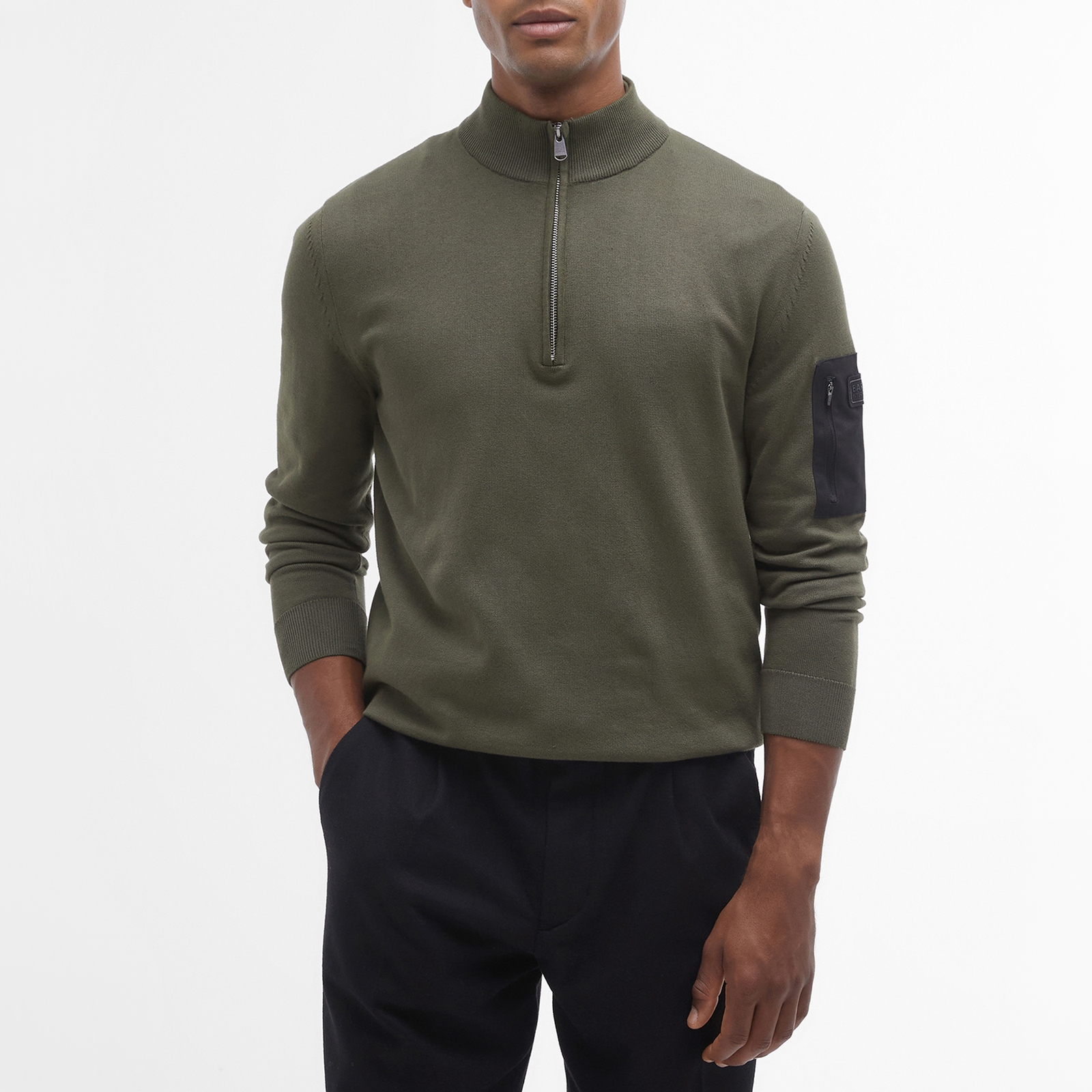 Barbour International Blades Cotton Half Zip Knit Jumper - M