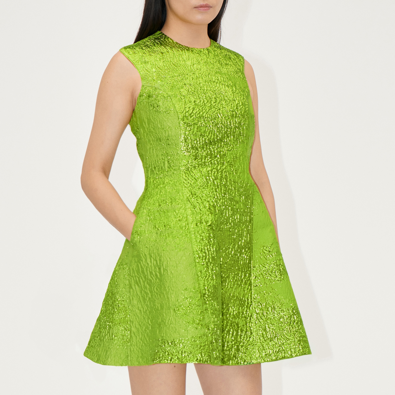 Stine Goya Sleeveless Metallic Jacquard Mini Dress - L