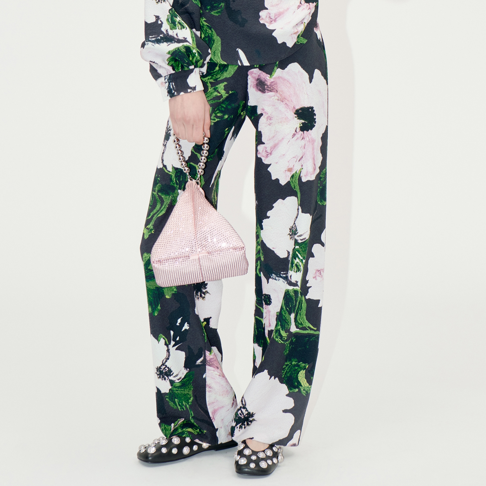 Stine Goya Floral-Print Satin Trousers - M