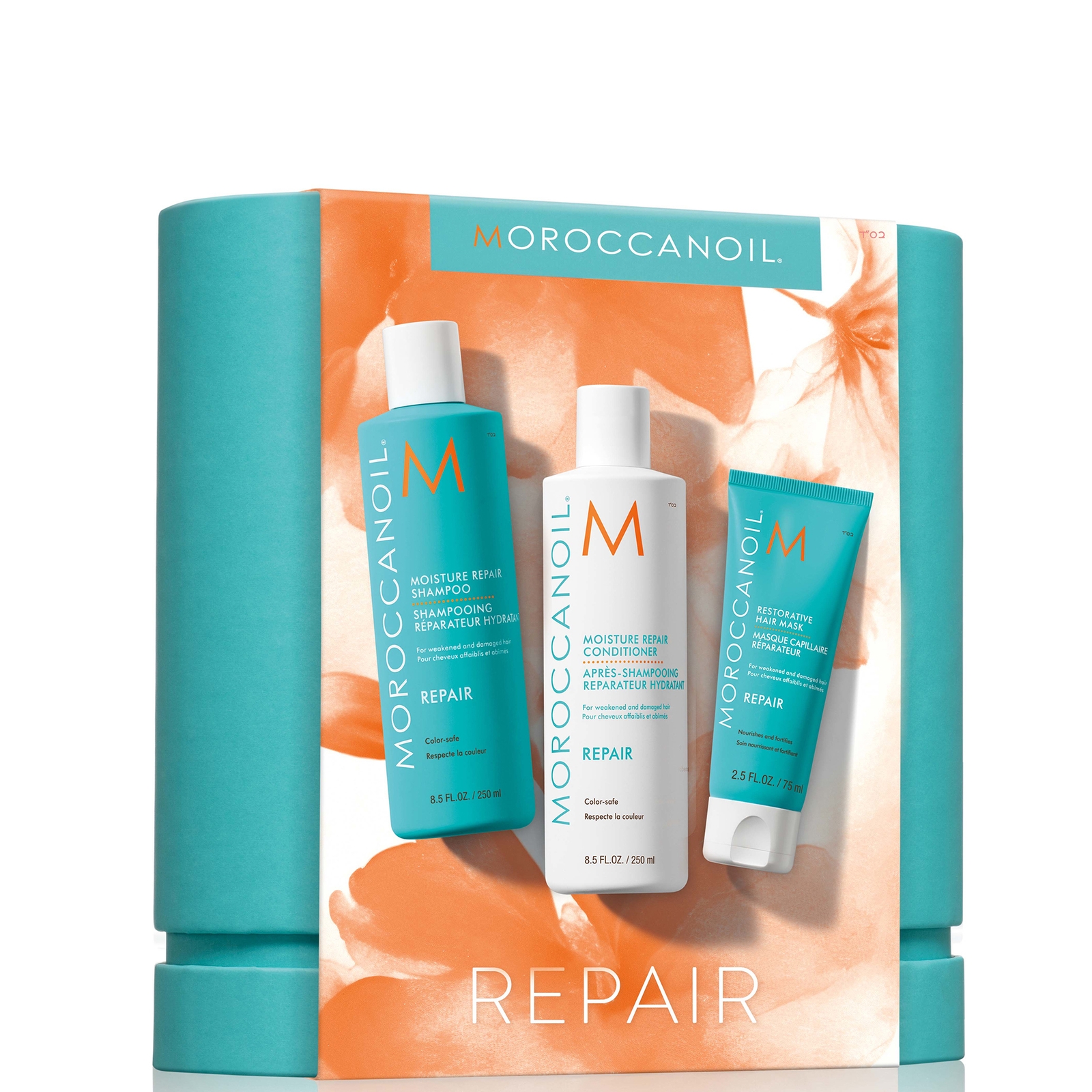 

Moroccanoil Moisture Repair Shampoo and Conditioner Set with Free Restorative Hair Mask 75ml