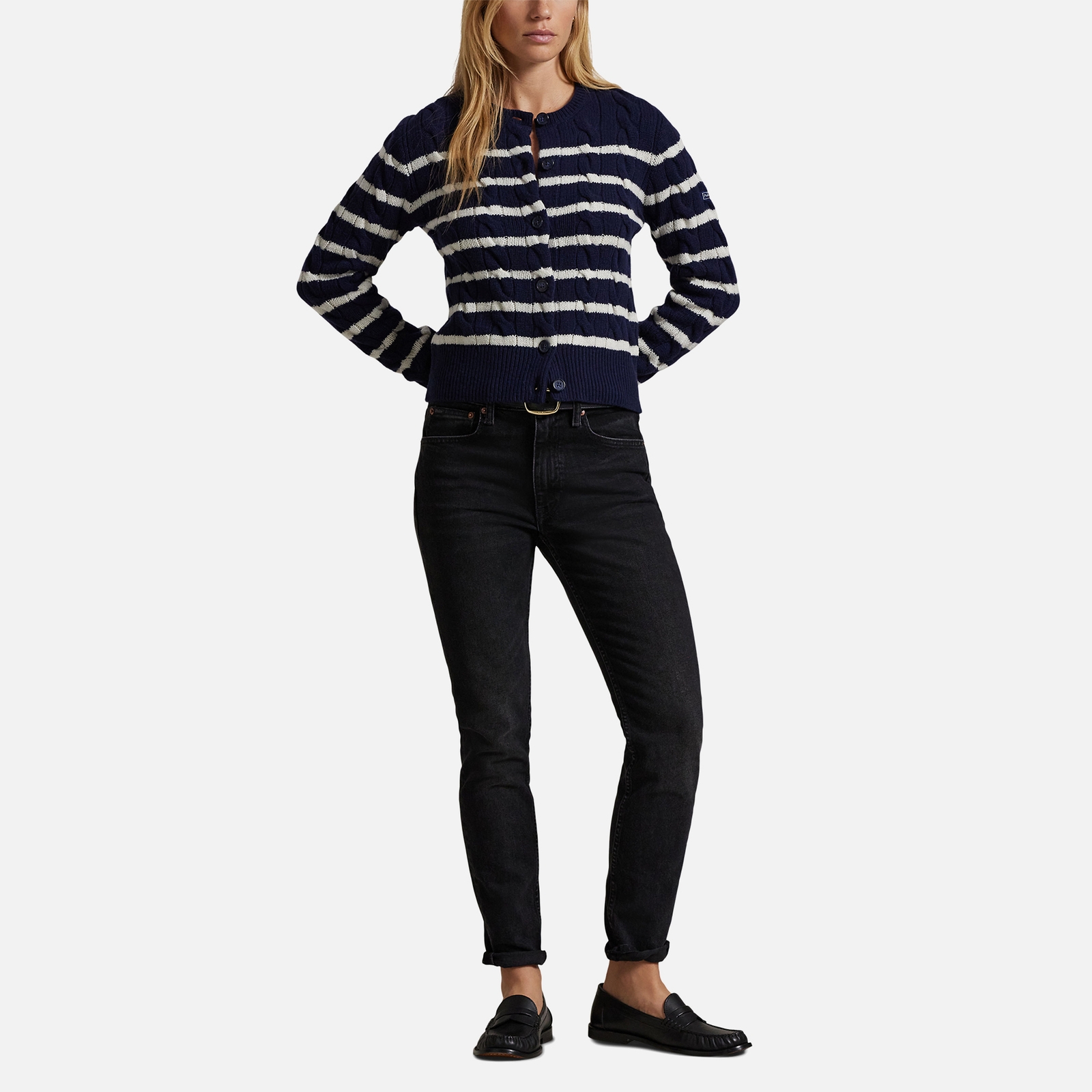 Polo Ralph Lauren Striped Cable-Knit Cardigan - M