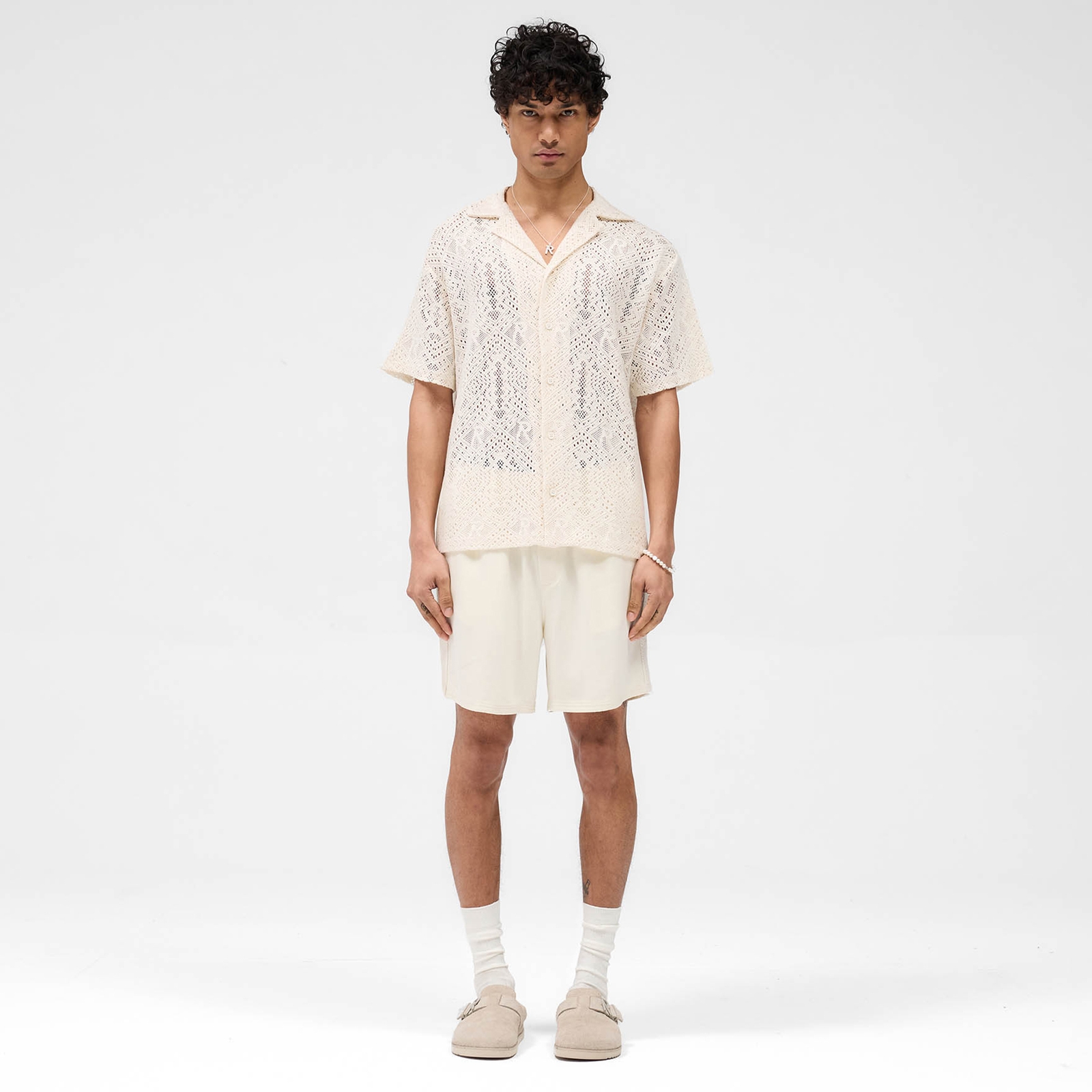 REPRESENT Men's Knitted Panel Shorts - Antique White - M