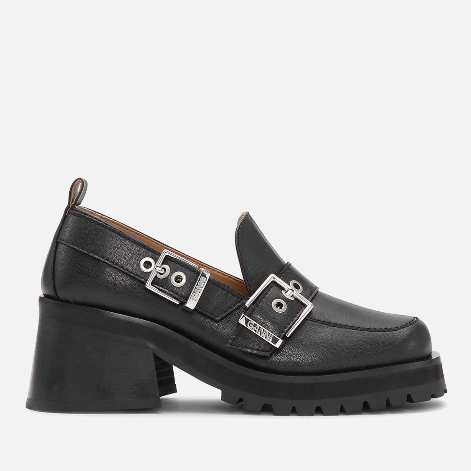 Ganni Women's Feminine Buckle Heeled Faux Leather Loafers - UK 3