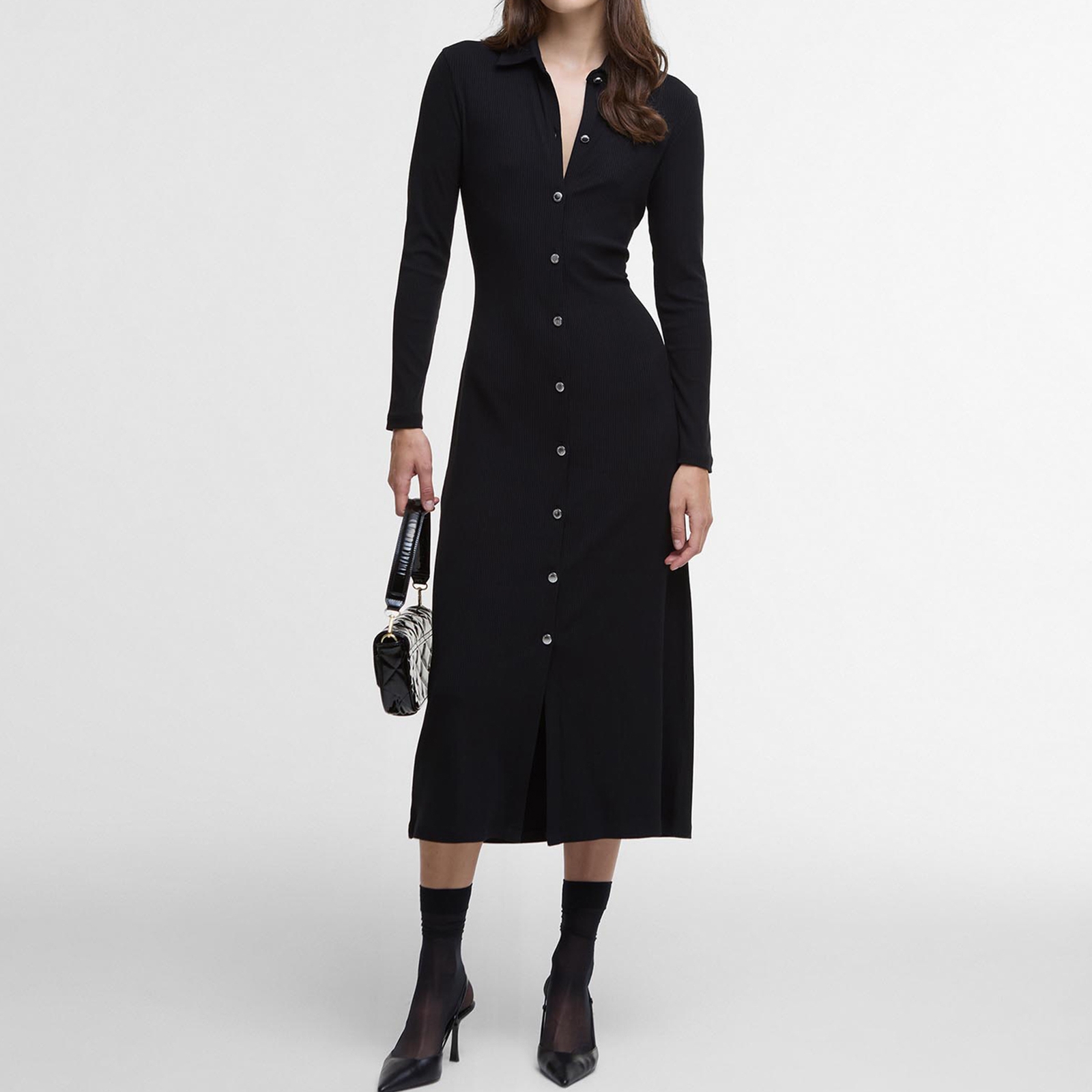 Barbour International Della Ribbed-Jersey Maxi Dress - UK 8