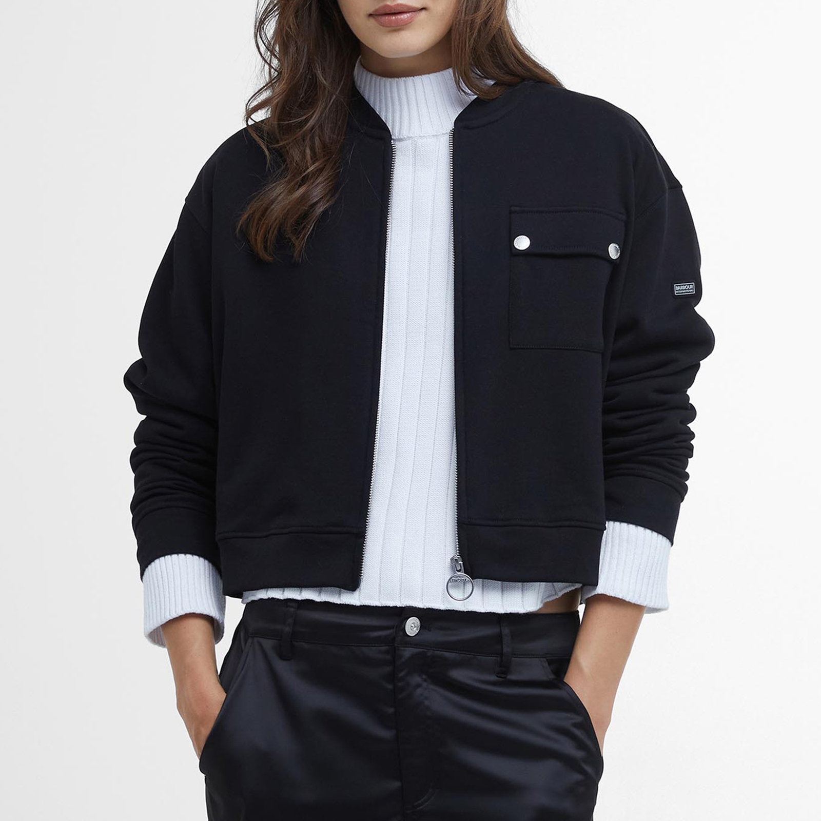 Barbour International Women's Della Sweat Bomber Jacket - Black