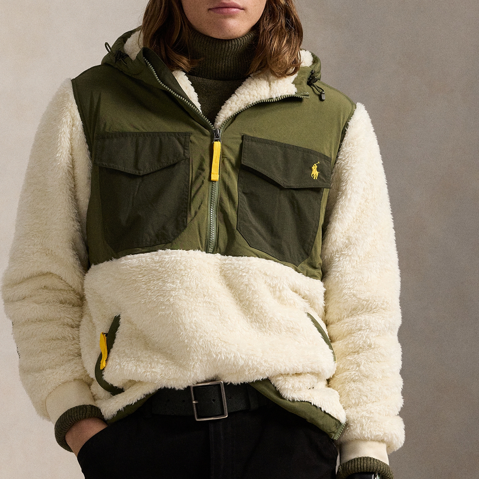 Polo Ralph Lauren Curly Hi-Pile Half-Zip Jacket - L