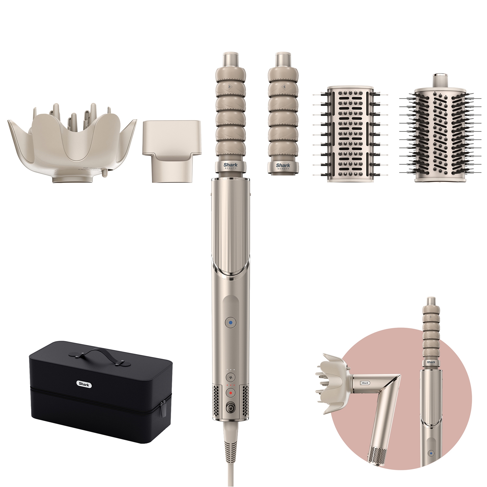SHARK BEAUTY FLEXSTYLE 5-IN-1 AIR STYLER AND HAIR DRYER WITH STORAGE CASE - STONE