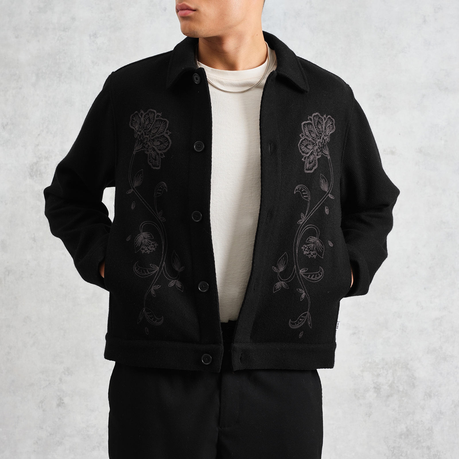 Wax London Elm Floral Wool-Blend Twill Jacket - L