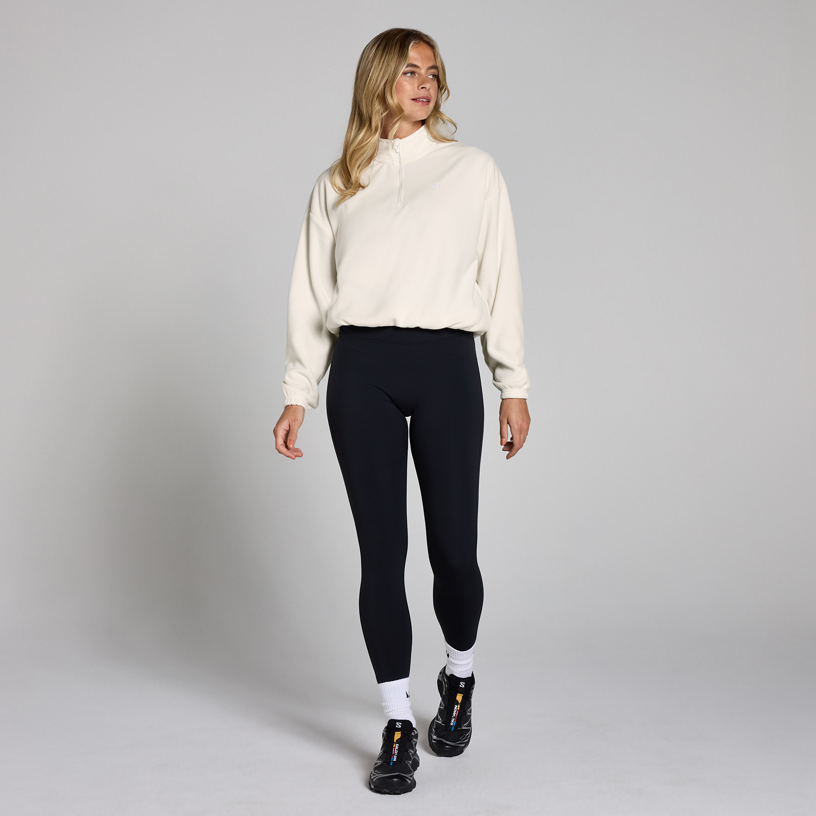 5059883392257 - MP Damen Fleece mit 1 4-Reißverschluss und Trichterkragen – Helles Cremeweiß - L