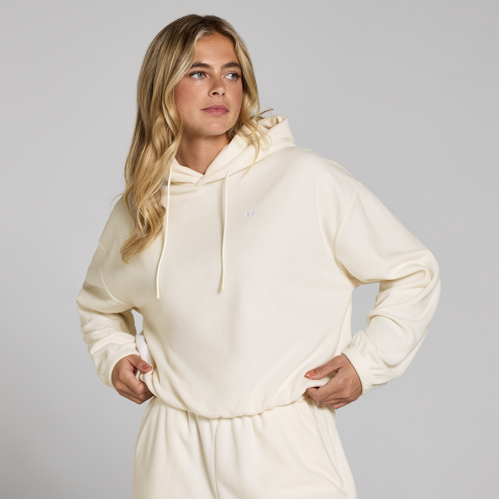 Image of Felpa con cappuccio in pile MP da donna - Crema chiaro - M