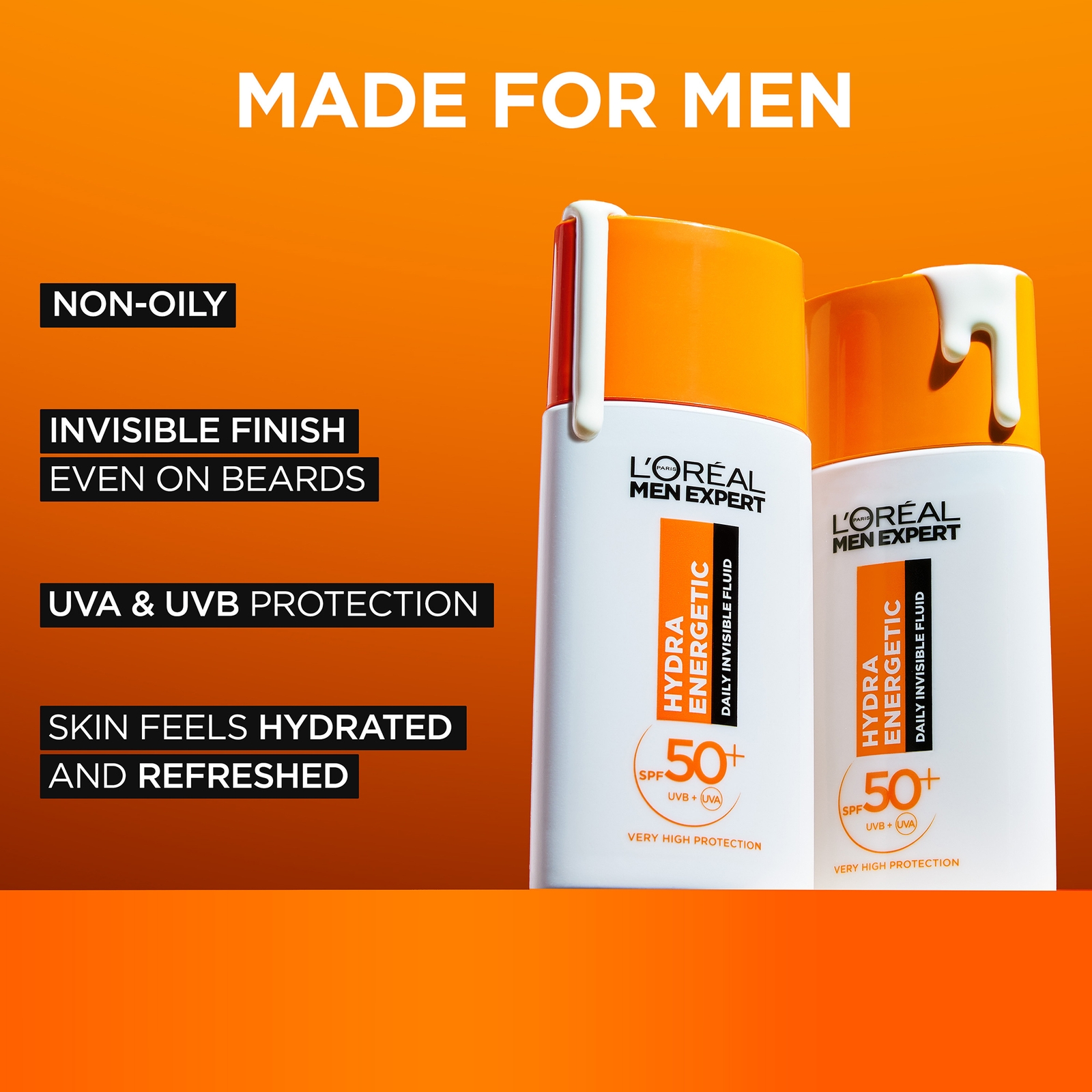 Thumbnail - L'Oréal Men Expert Hydra Energetic Daily SPF50+ Invisible Fluid with Antioxidant Vitamin C* 50ml