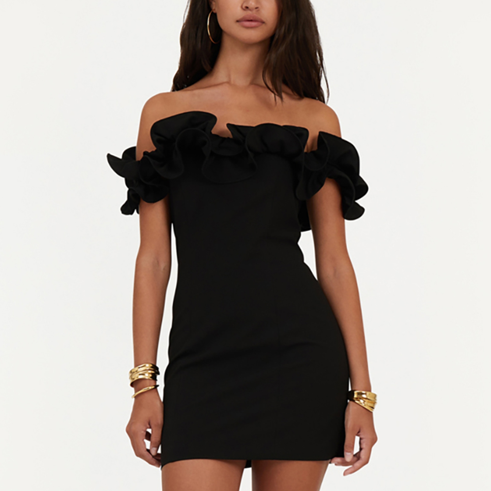 ROTATE Birger Christensen Ruffle Crepe Mini Dress - UK 14