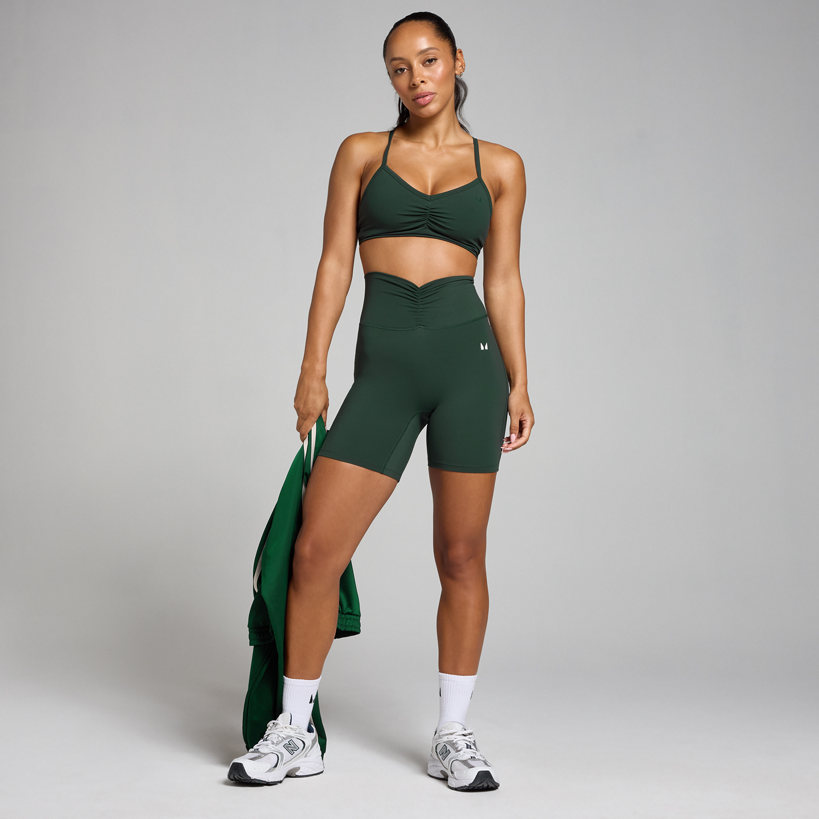 5059883393261 - MP Damen Tempo Shorts mit Geraffter Vorderseite – Dunkles Smaragdgrün - XL