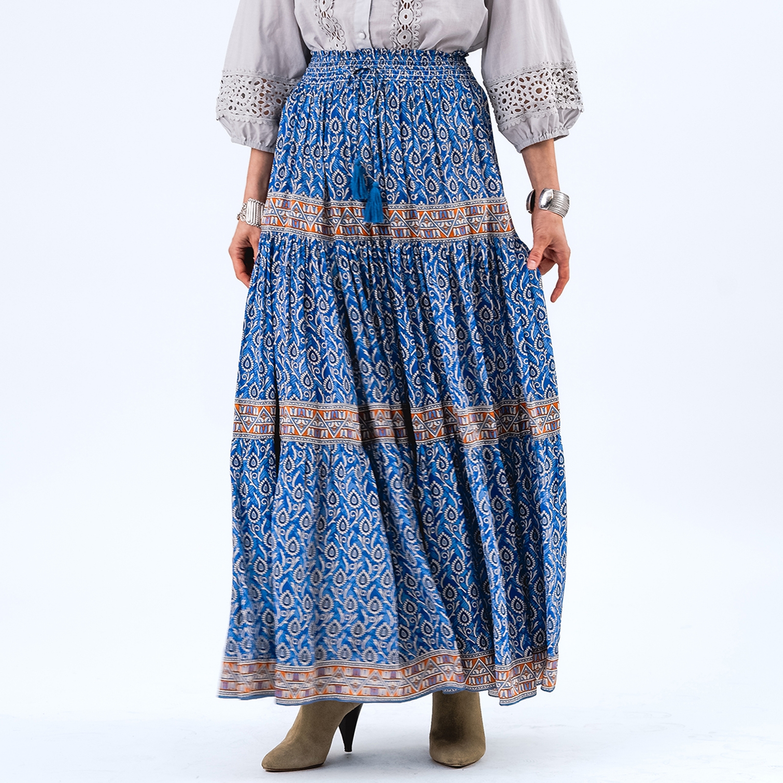 Lollys Laundry Diamond Crepe de Chine Maxi Skirt - S