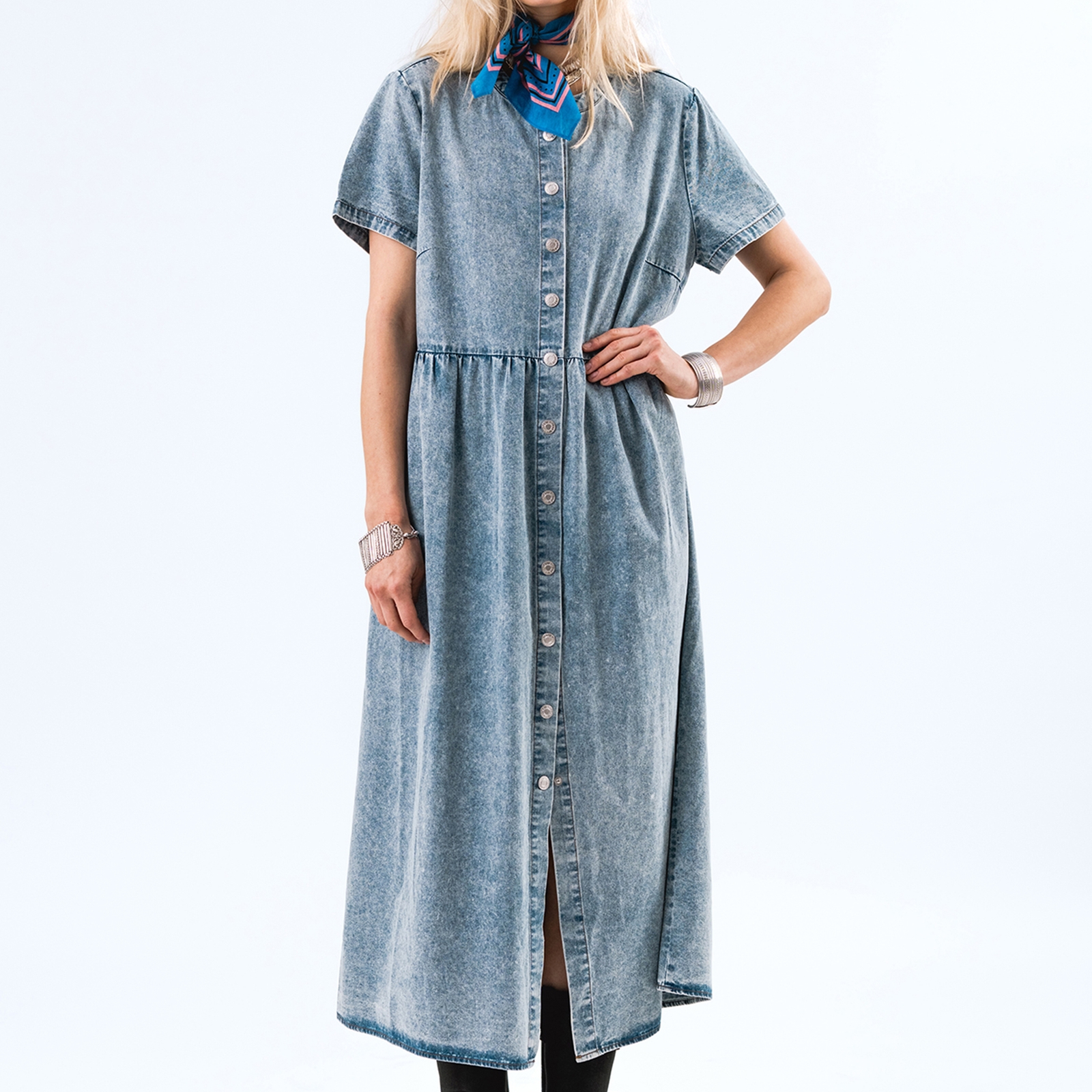 Lollys Laundry AliyaLl LS Denim Maxi Dress - XS