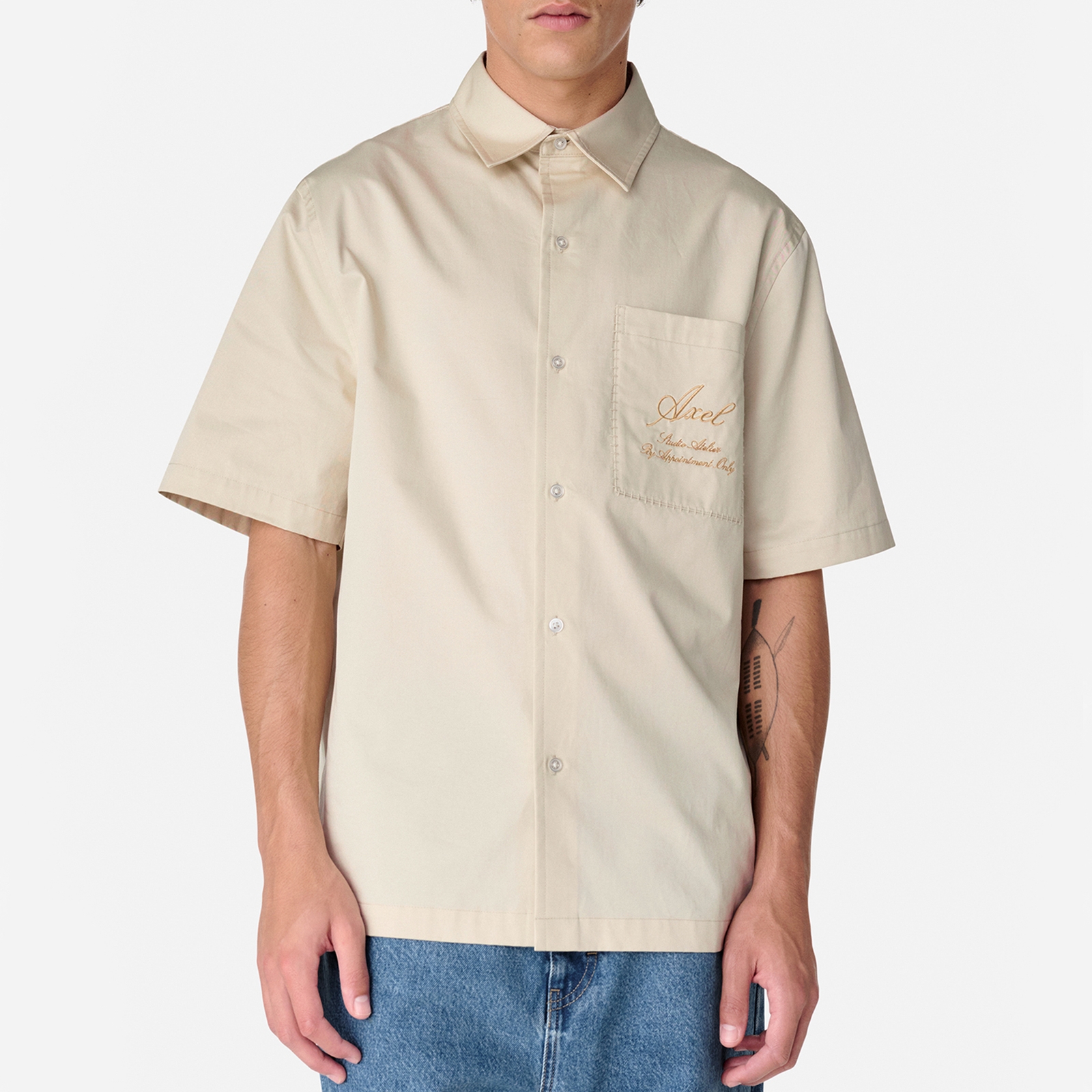 Axel Arigato Stitch Logo Cotton-Poplin Shirt - S