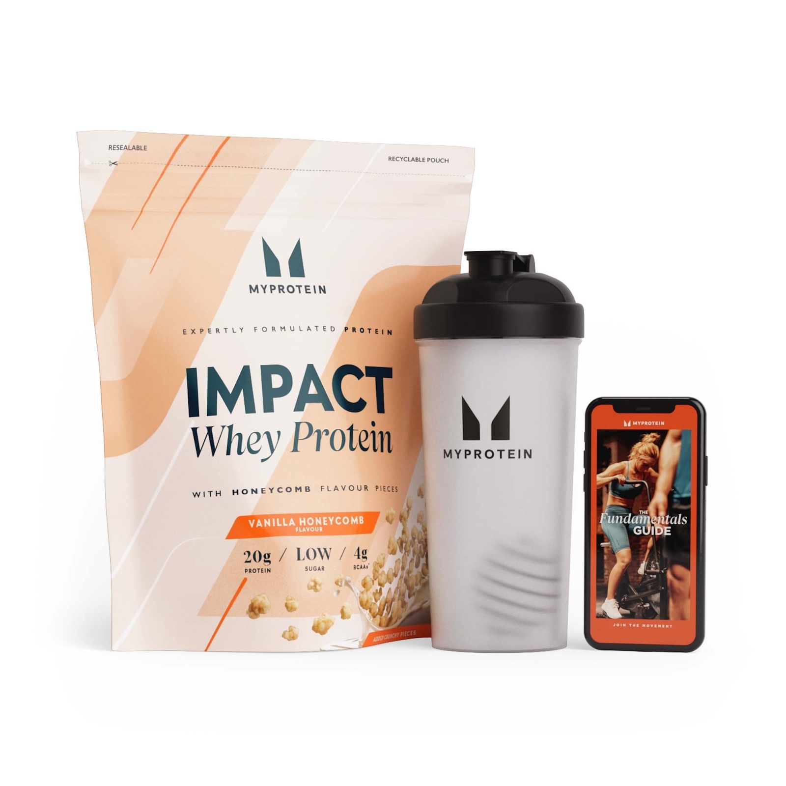 Myprotein UK MyProtein Impact Protein Bundle - 960g - Shaker - Vanilla Honeycomb with Crunchy Biscuit Pieces