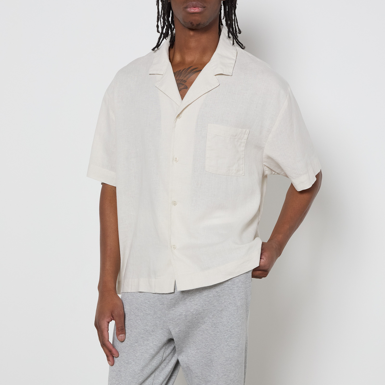 Calvin Klein Linen-Blend Sleep Shirt - XL