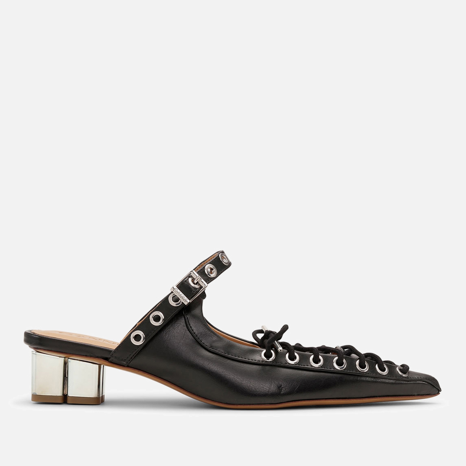 Ganni Women's Eyelets Lace-Up Oleatex® Heeled Mules - UK 5