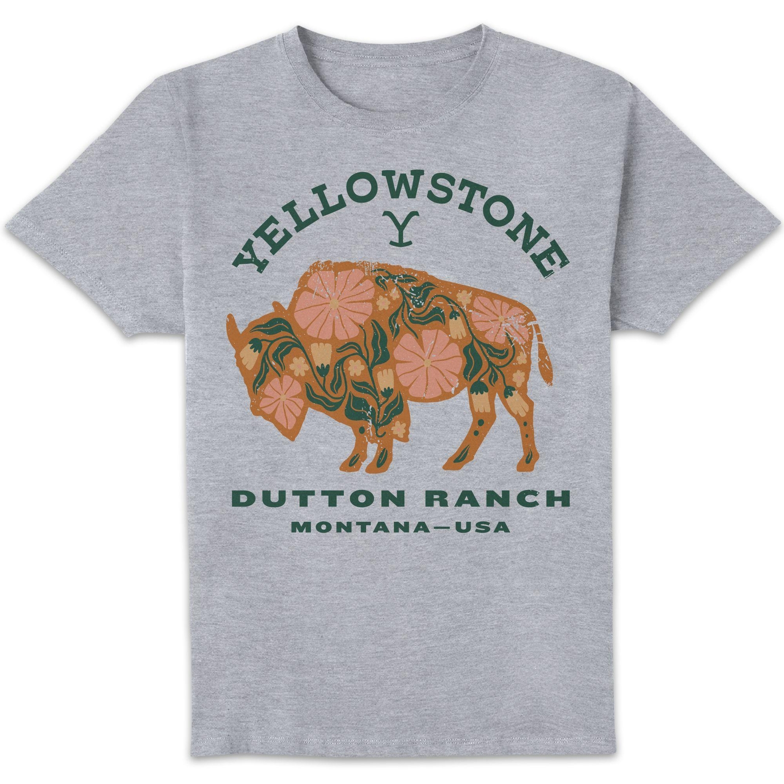 Yellowstone Buffalo Unisex T-Shirt - Grey - 5XL