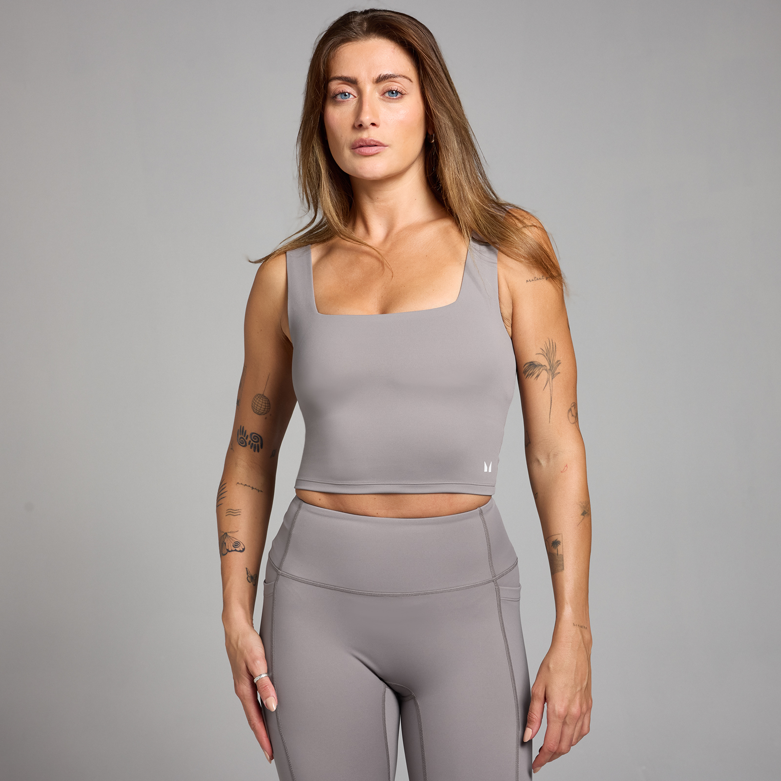 MP Damen Active Top mit quadratischem Ausschnitt – Kühles Grau - XS