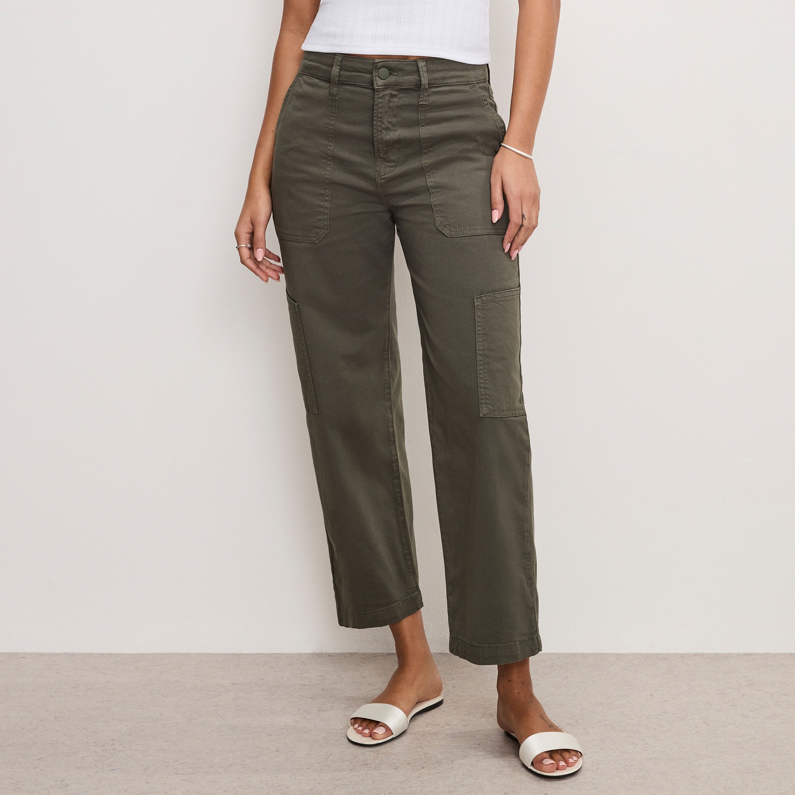 Good American Cropped Cargo Cotton-Blend Twill Pants - US 6/UK 10