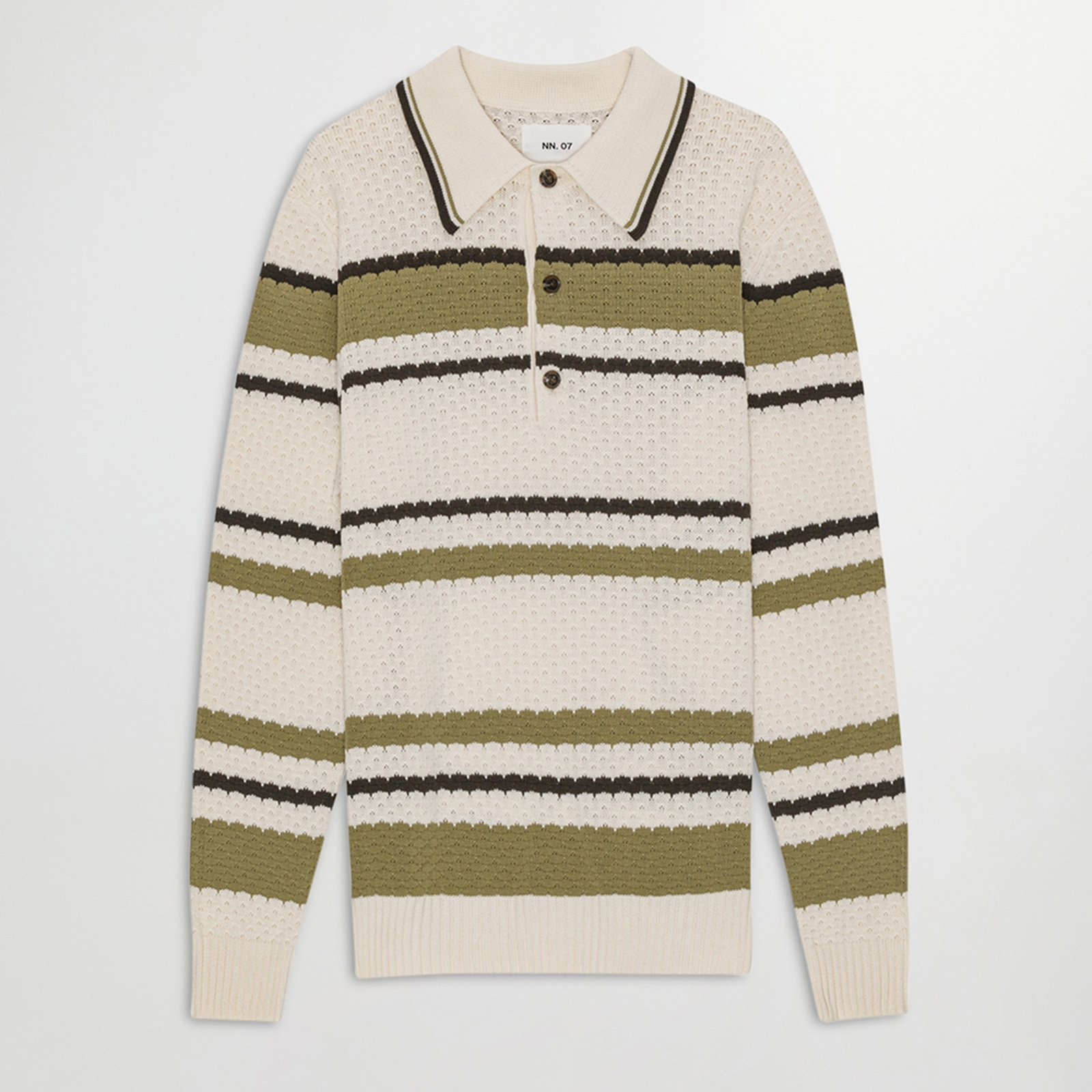 NN.07 Alfie Cotton Pointelle Knit Polo Shirt