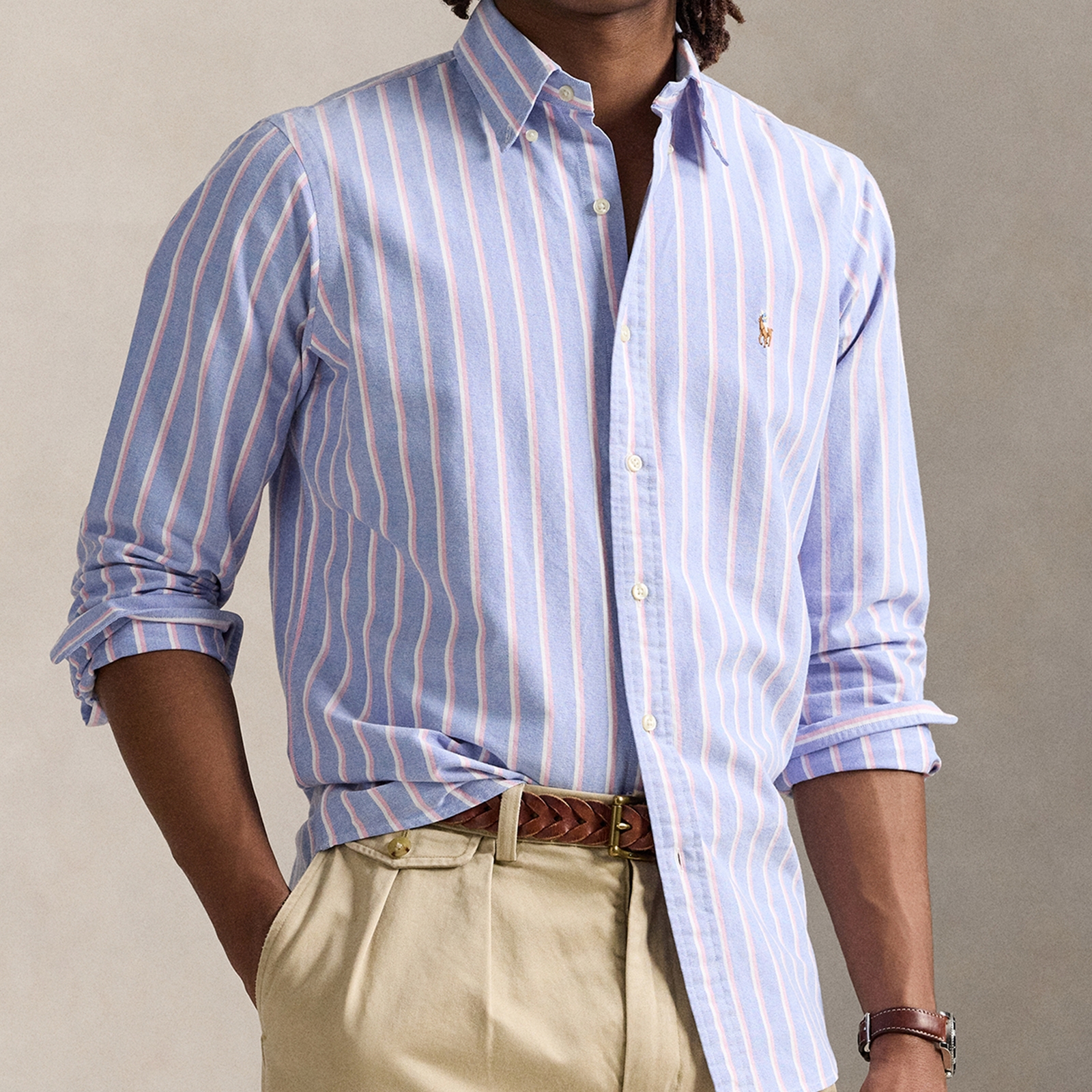 Polo Ralph Lauren Custom Fit Fun Stripe Cotton Long Sleeved Shirt - XXL