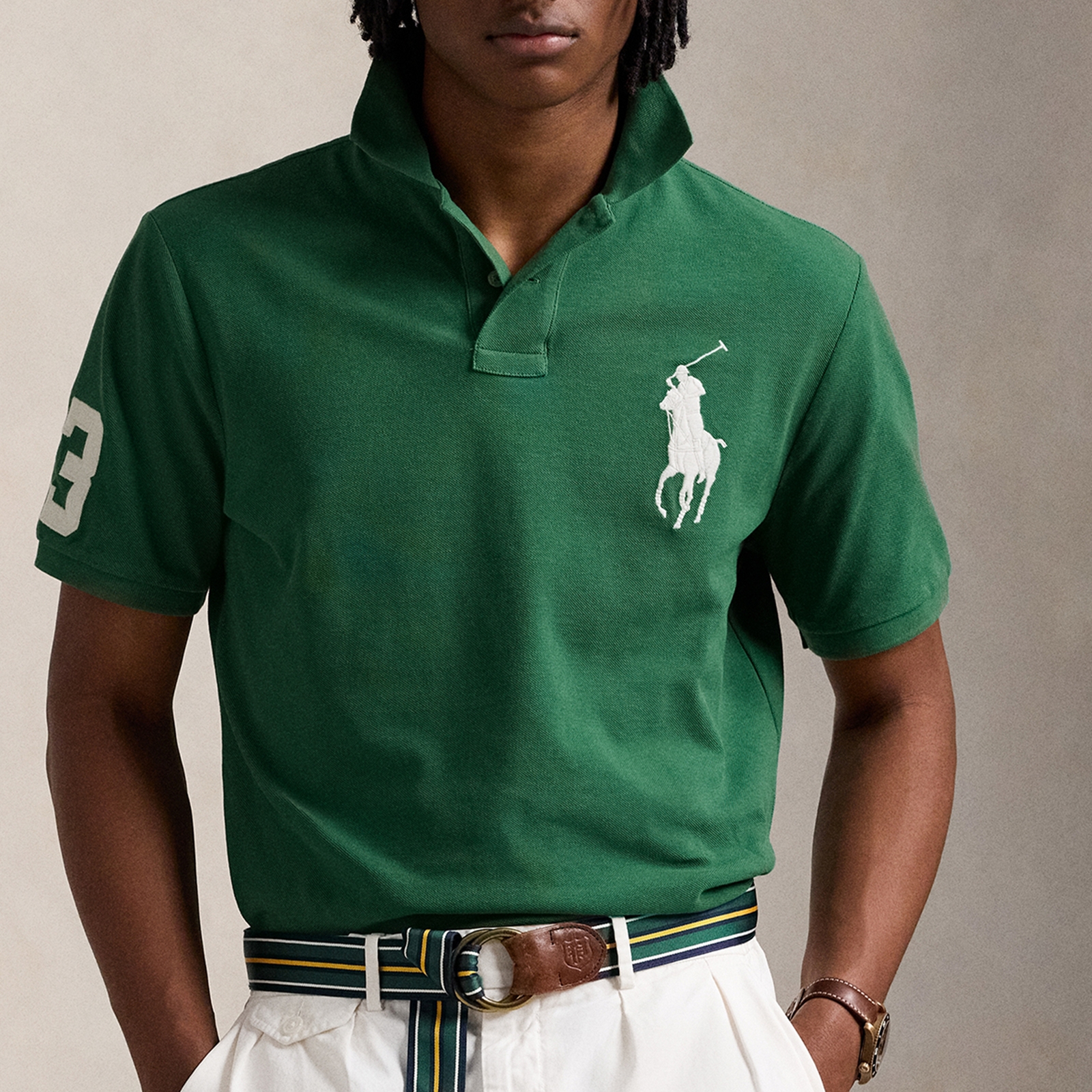 Polo Ralph Lauren Custom Slim Fit Contrast PP Cotton Mesh Polo Shirt - L