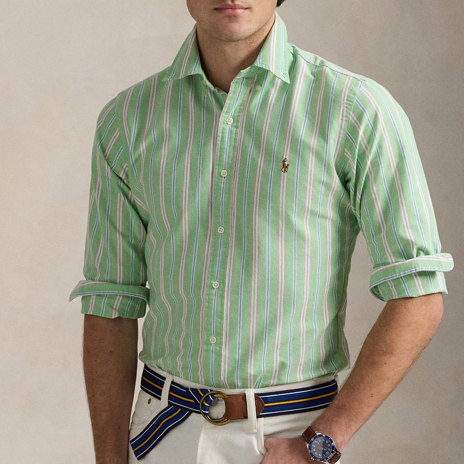 Polo Ralph Lauren Custom Fit Fun Stripe Cotton Long Sleeved Shirt - S