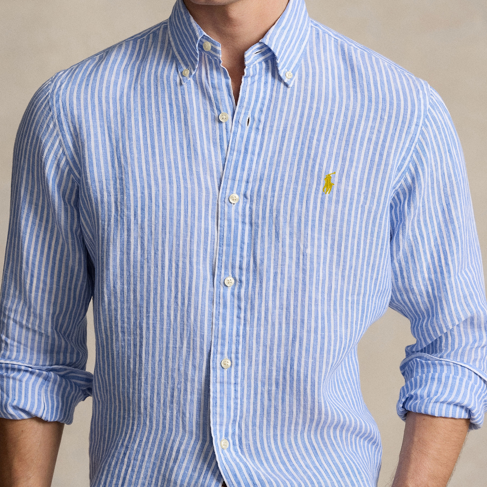 Polo Ralph Lauren Custom-Fit Striped Linen Shirt - S