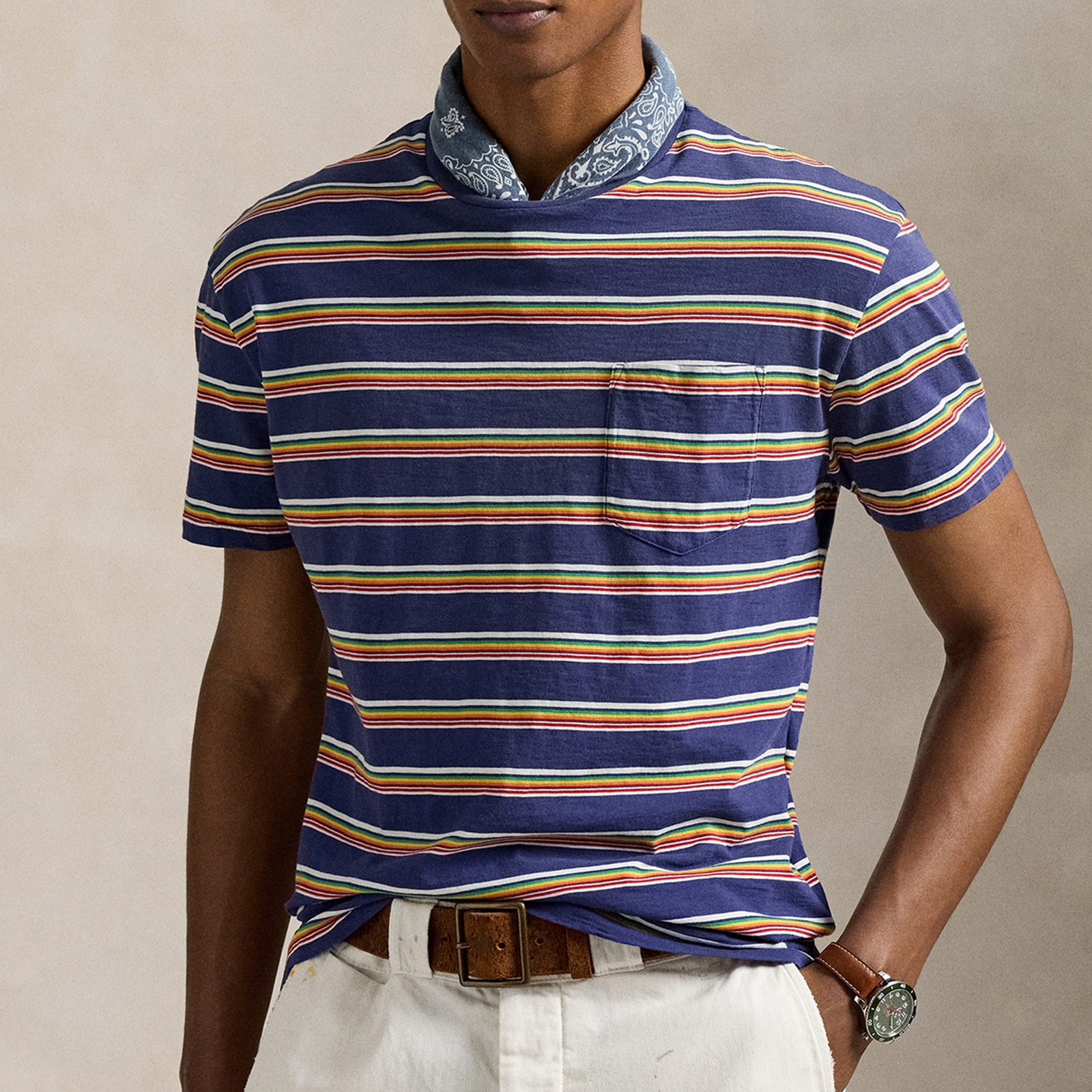 Polo Ralph Lauren Striped Cotton-Jersey T-Shirt - L