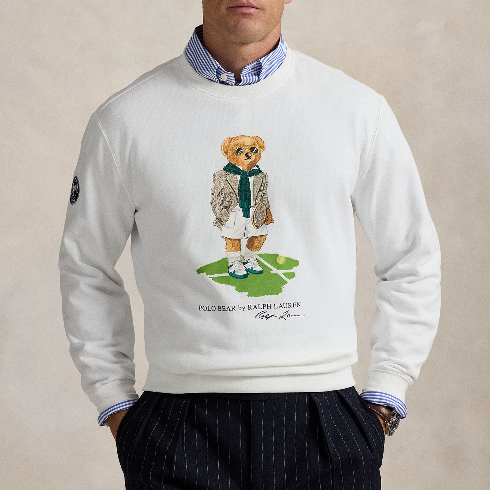 Polo Ralph Lauren x Wimbledon Bear Cotton-Blend Fleece Jumper - M