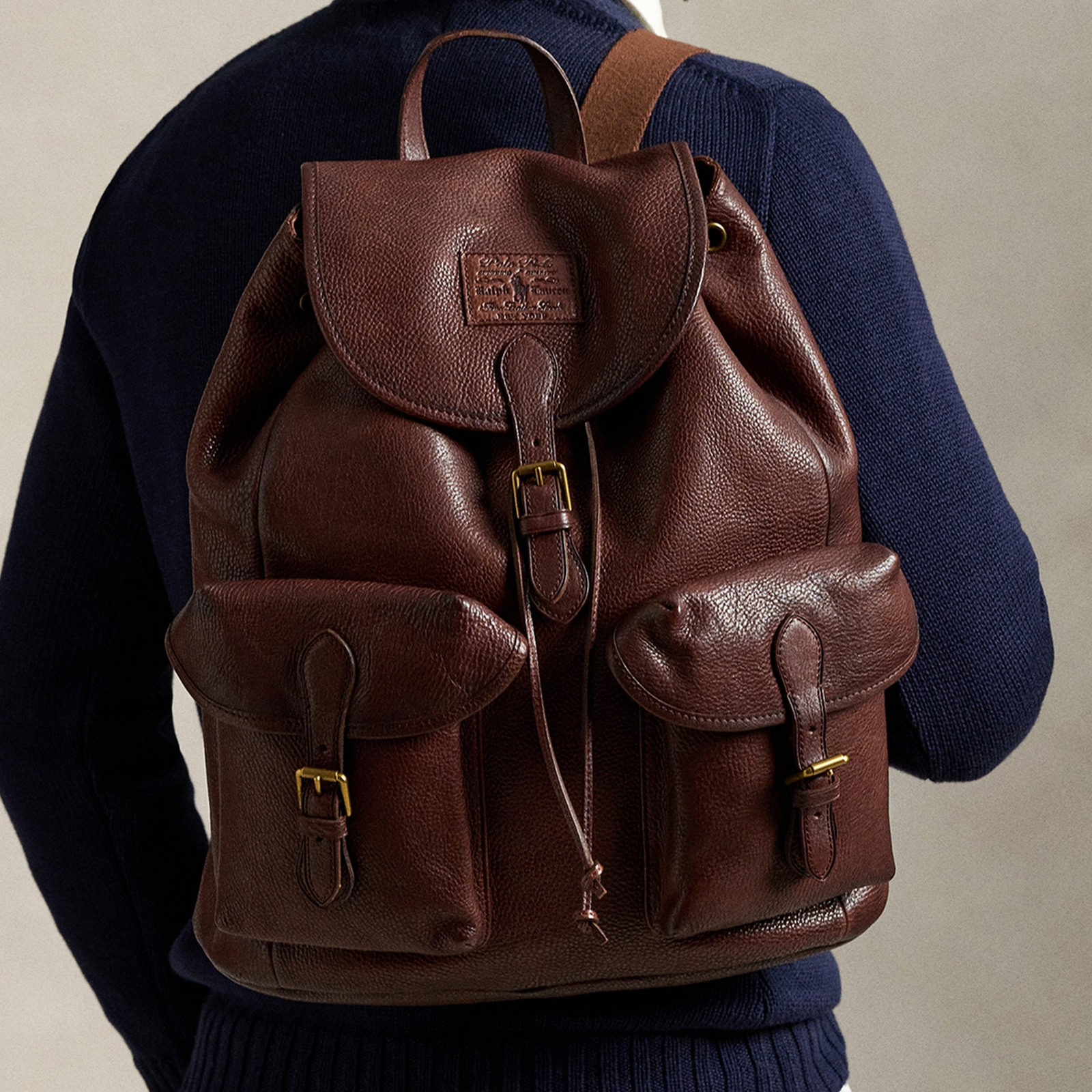 Polo Ralph Lauren Heritage Pebble-Grain Leather Backpack