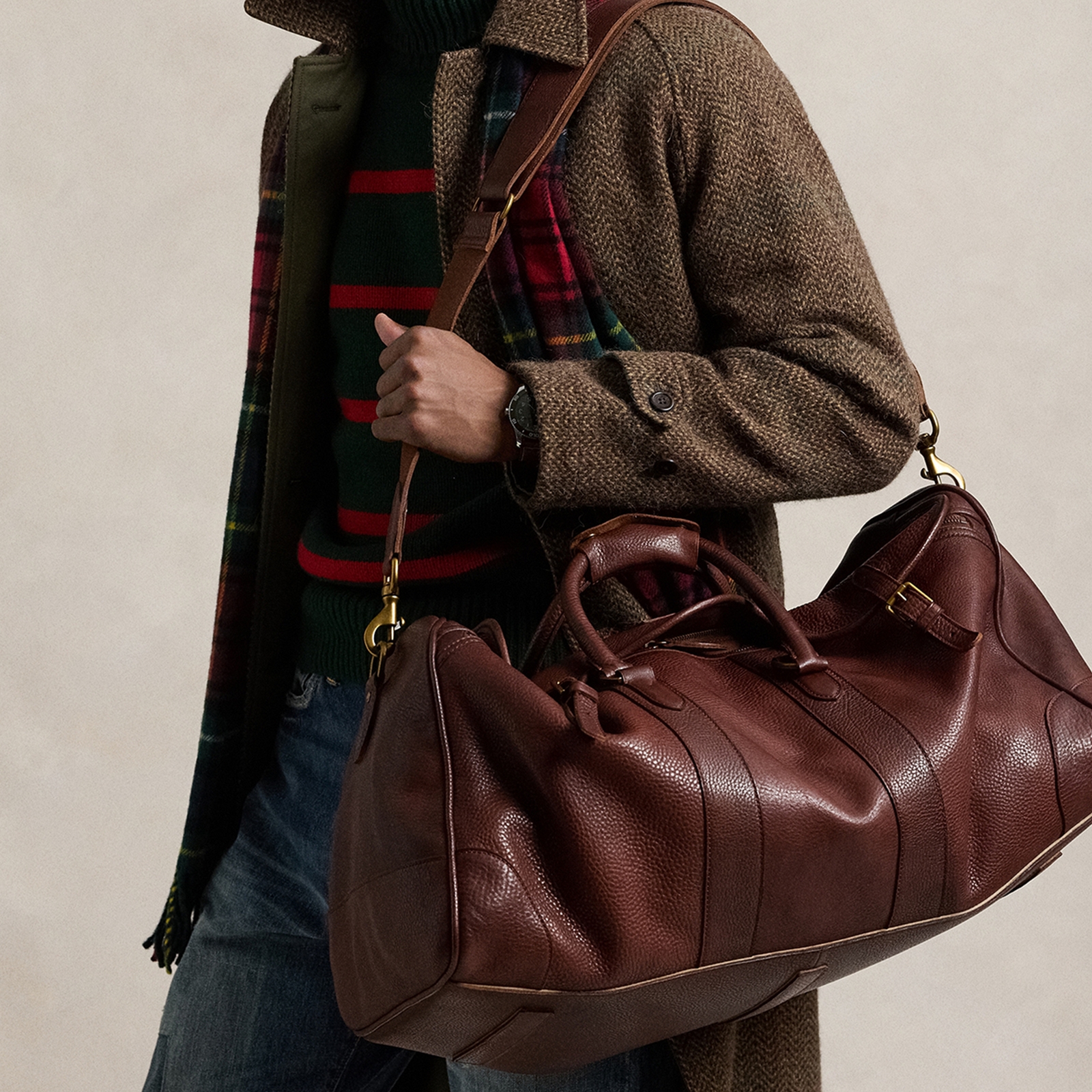 Polo Ralph Lauren Heritage Pebble-Grain Leather Duffle Bag