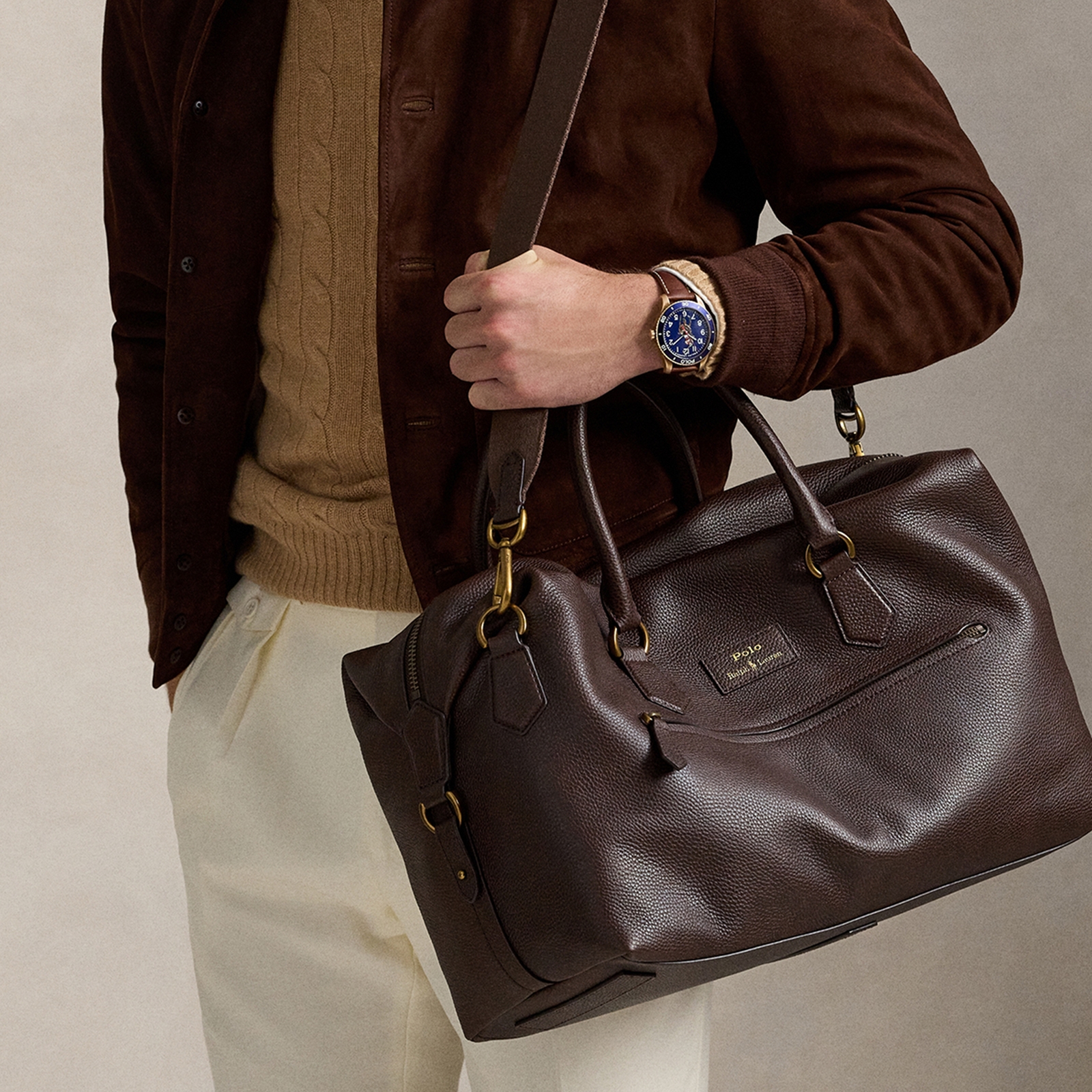 Polo Ralph Lauren Pebble-Grain Leather Duffle Bag