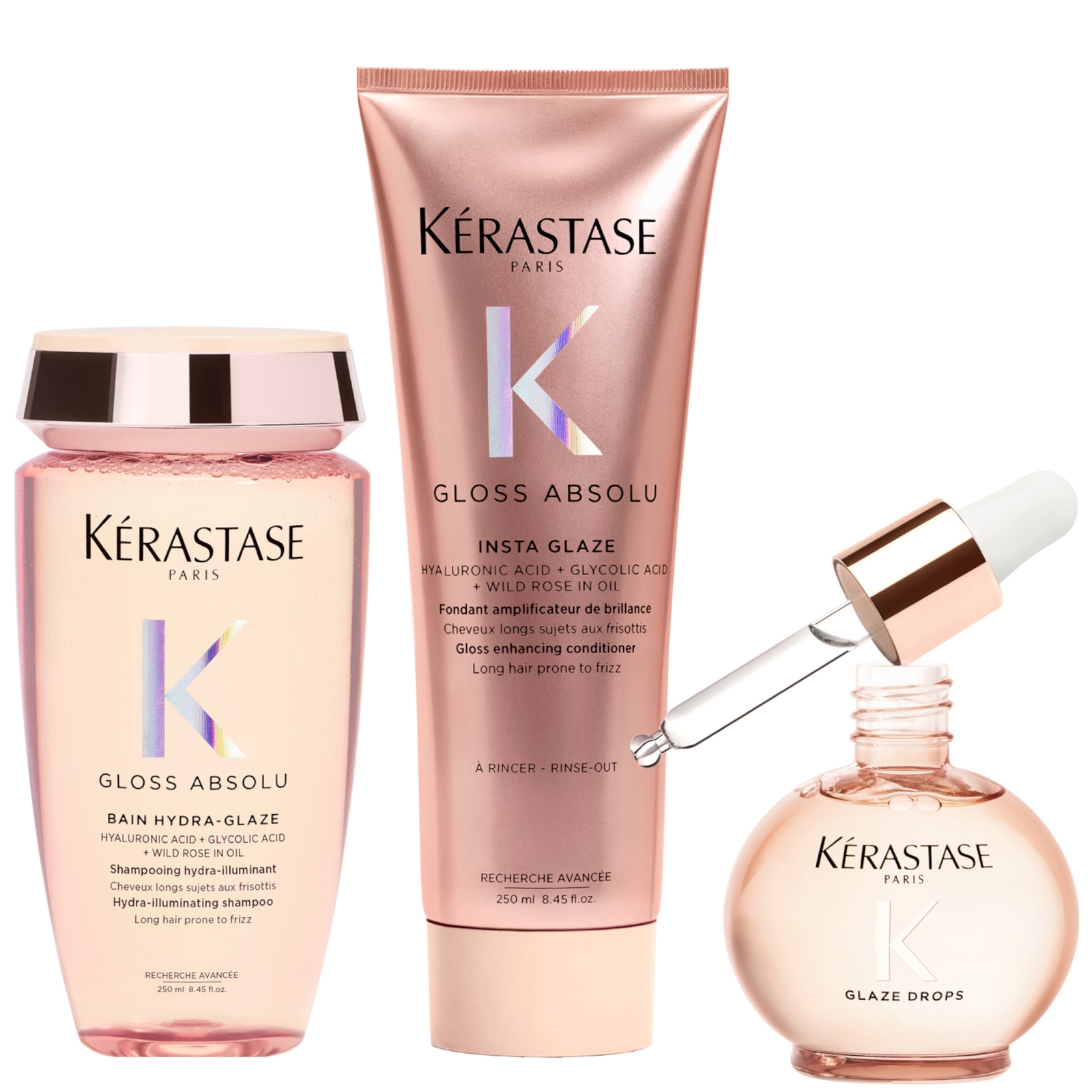 Image of Kérastase Gloss Absolu Shampoo, Conditoner and Oil Bundle051