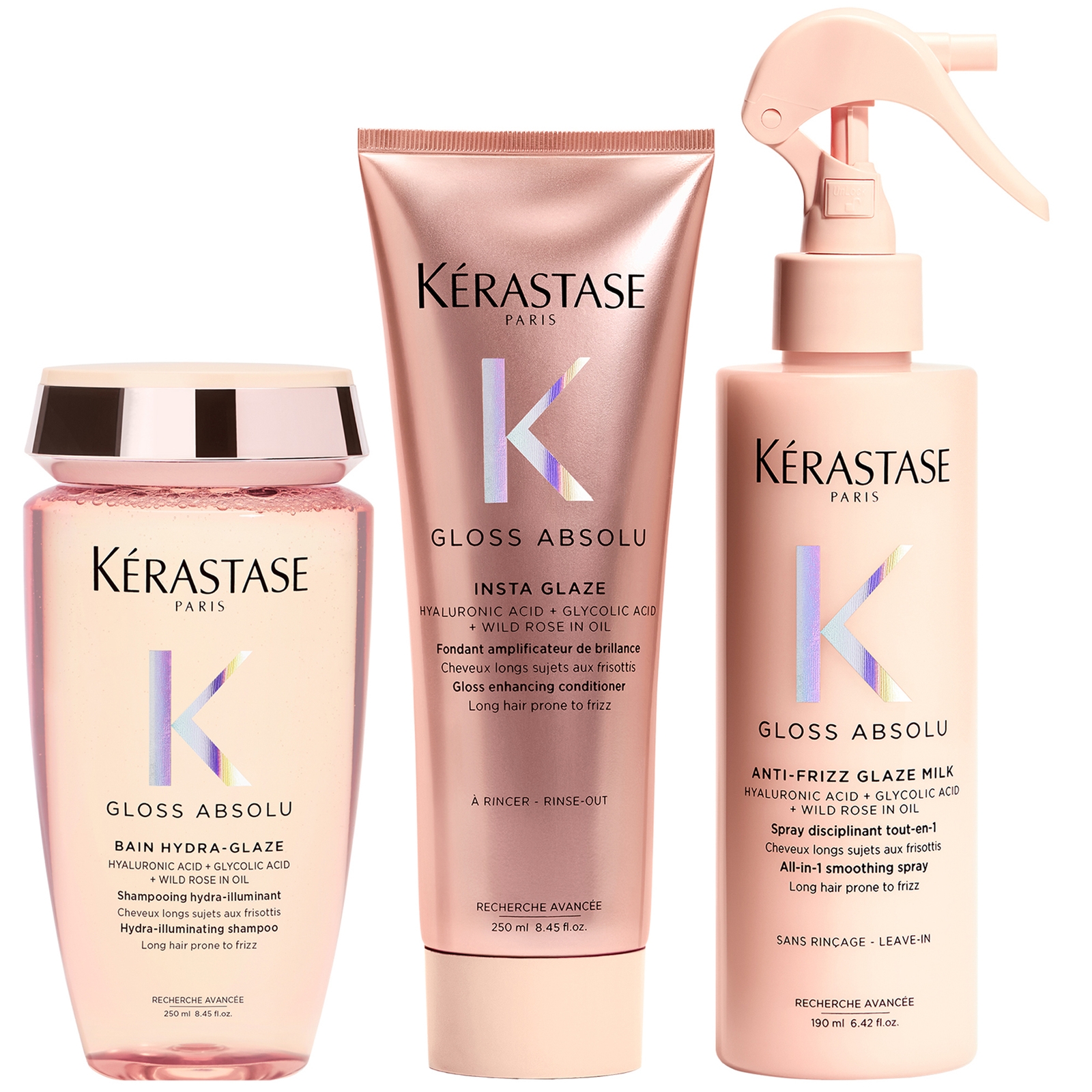Image of Kérastase Gloss Absolu Shampoo, Conditoner and Milk Bundle051