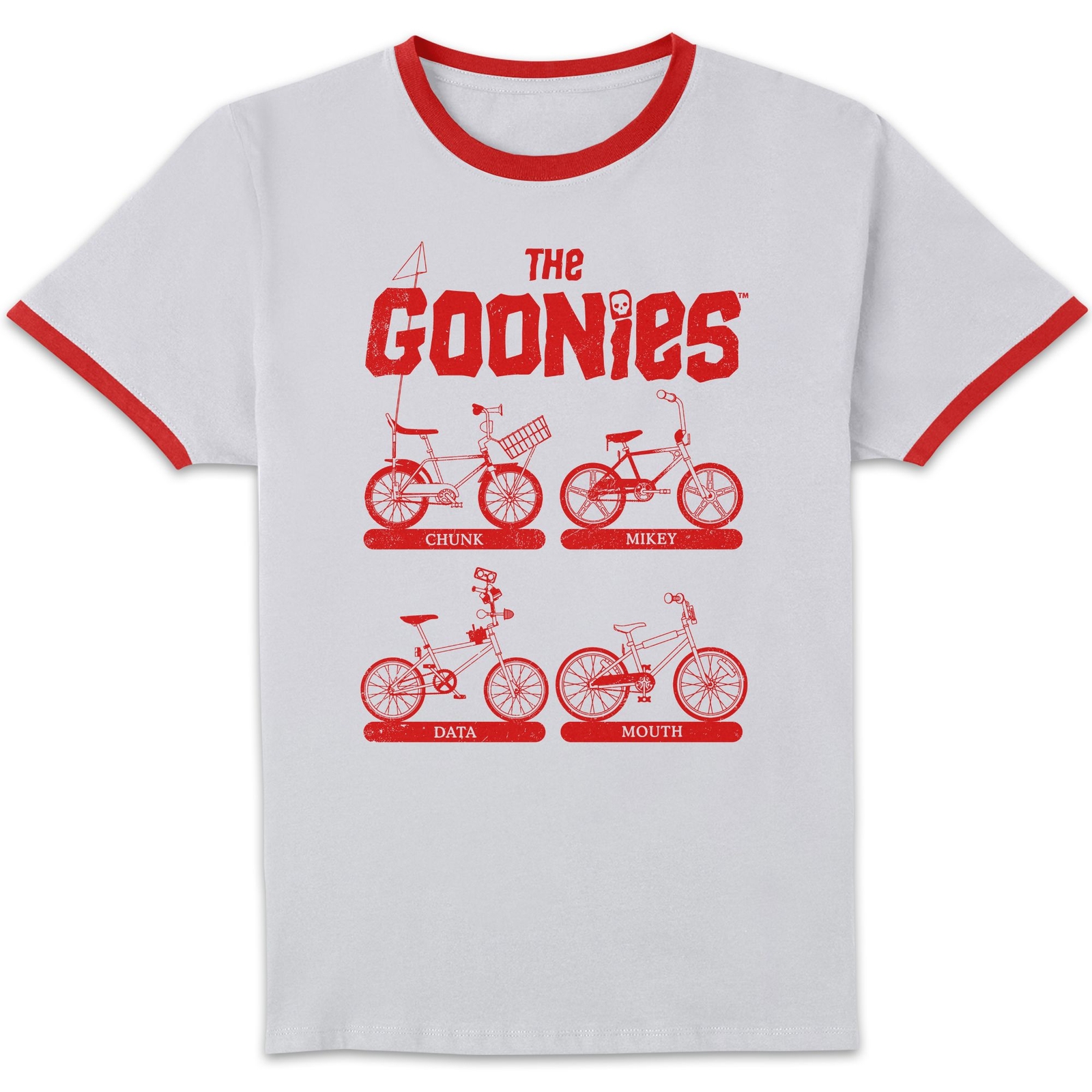 The Goonies Bikes Unisex Ringer T-Shirt - White/Red - XXL