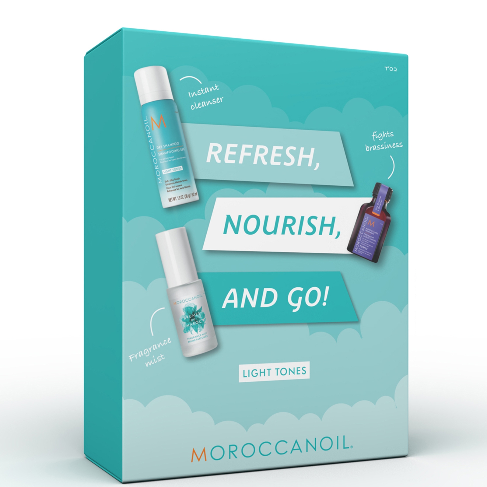 Moroccanoil Refresh, Nourish And Go Light Tones Set Including  Treatment Purple 25ml, Brumes Du Maroc
